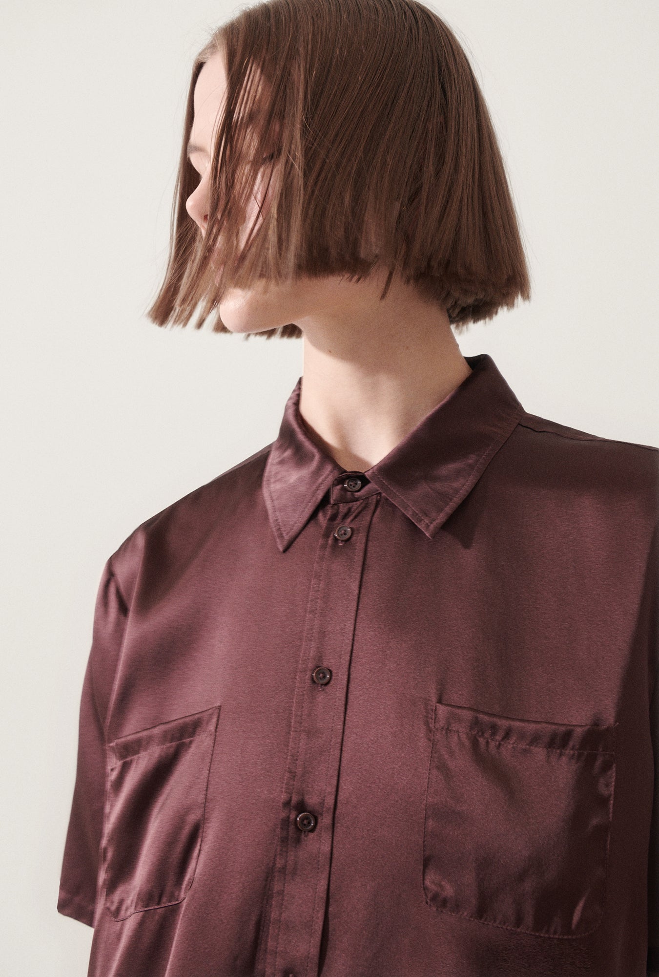 Short Sleeve Boyfriend Shirt Cacao