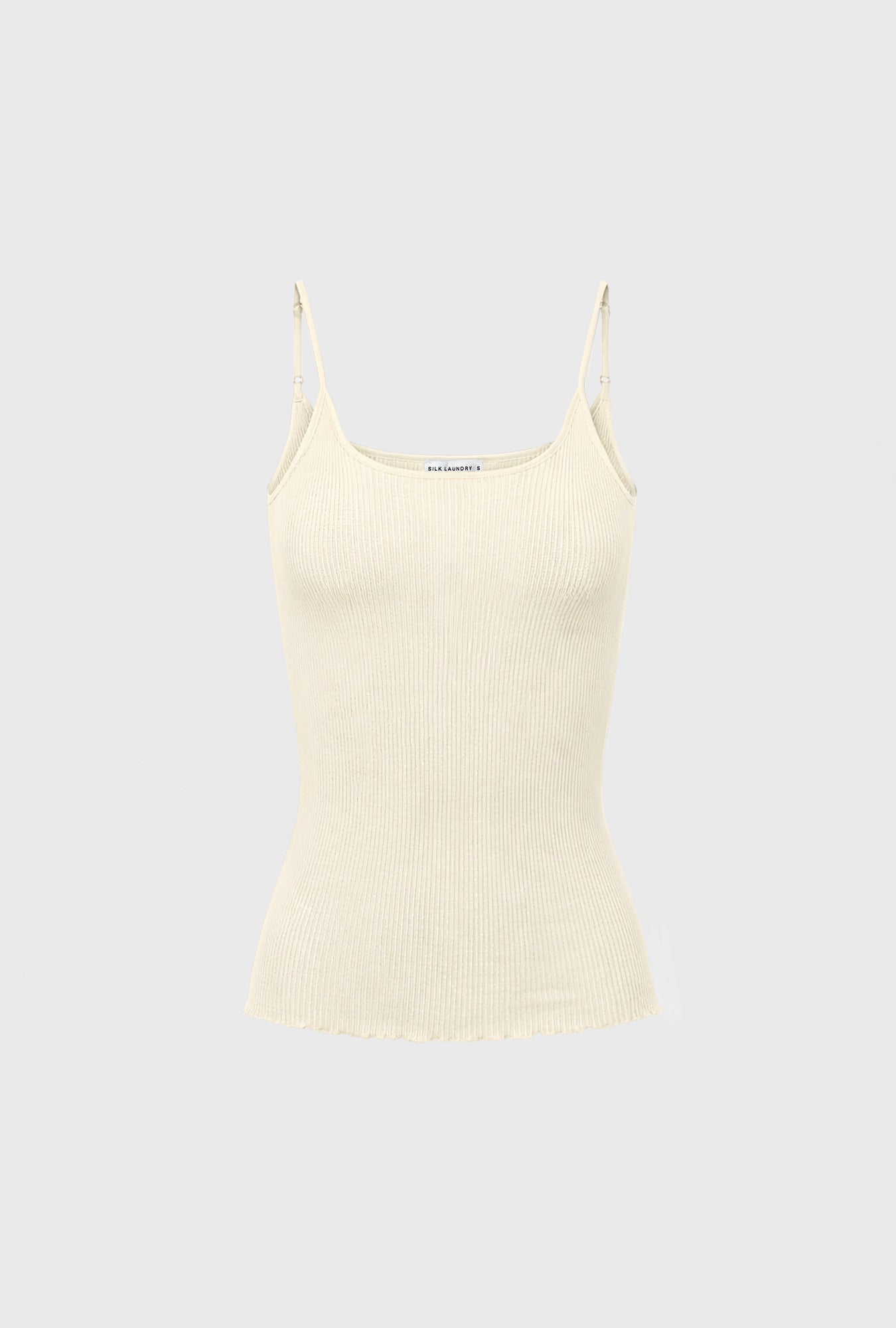 Silk Wool Ribbed Essential Cami White