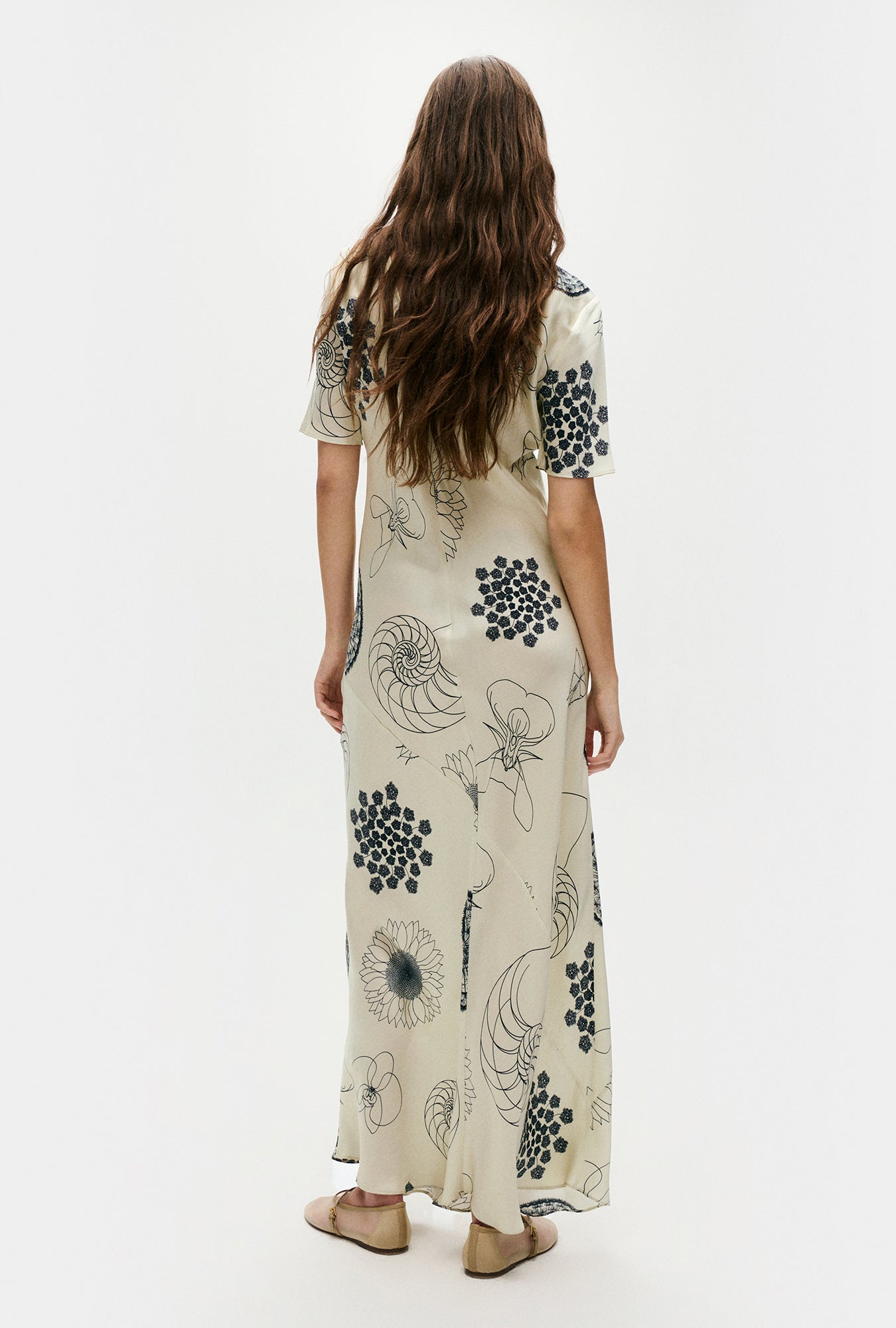 Robe Bias Manches Courtes Fibonacci Blanc Cassé