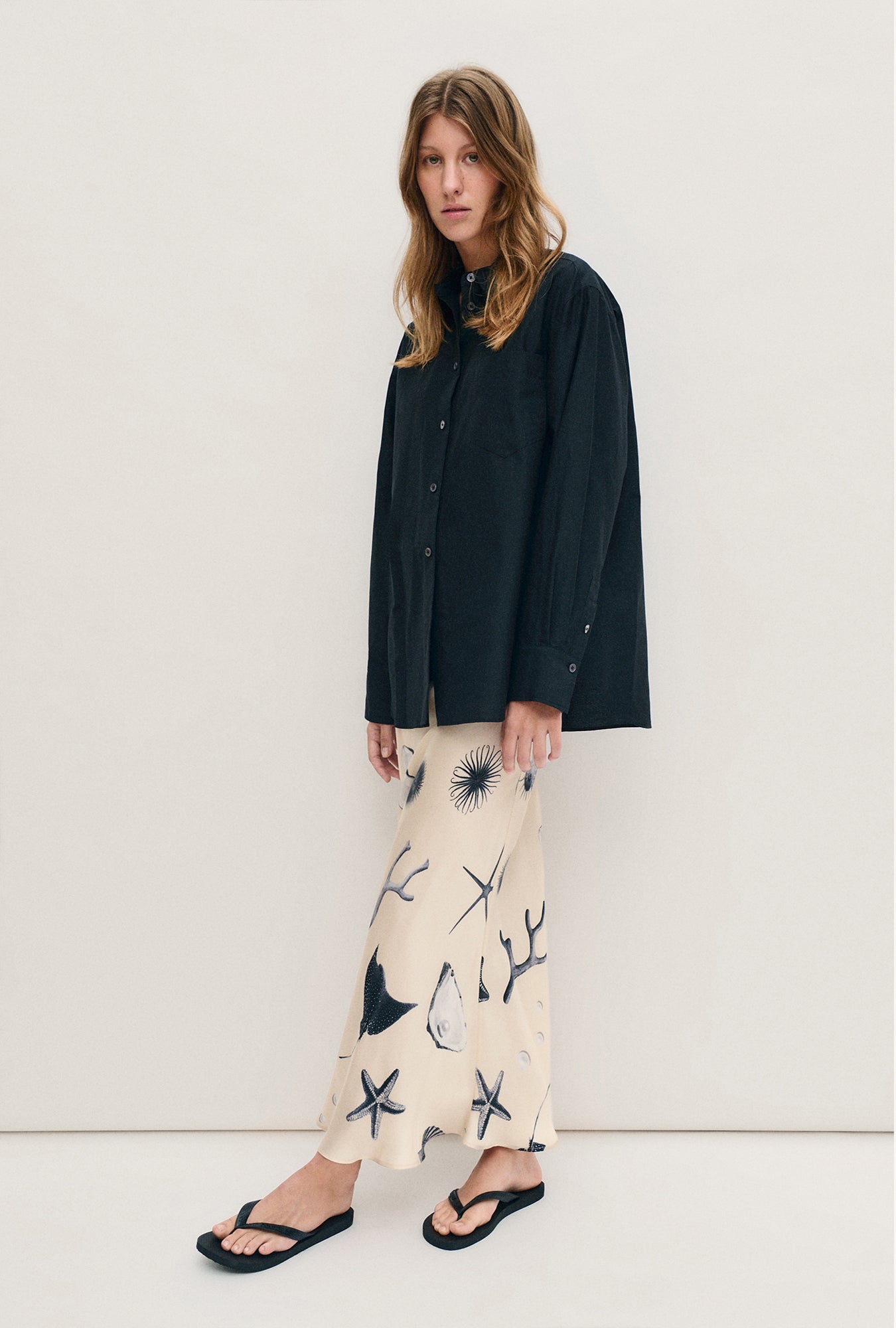 Long Bias Cut Skirt Seashells