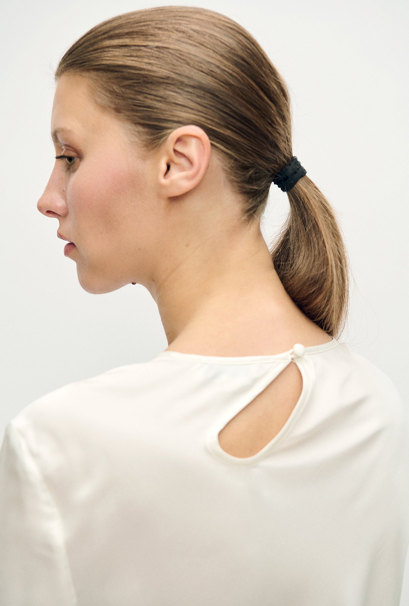 Long Sleeve Bias Top White