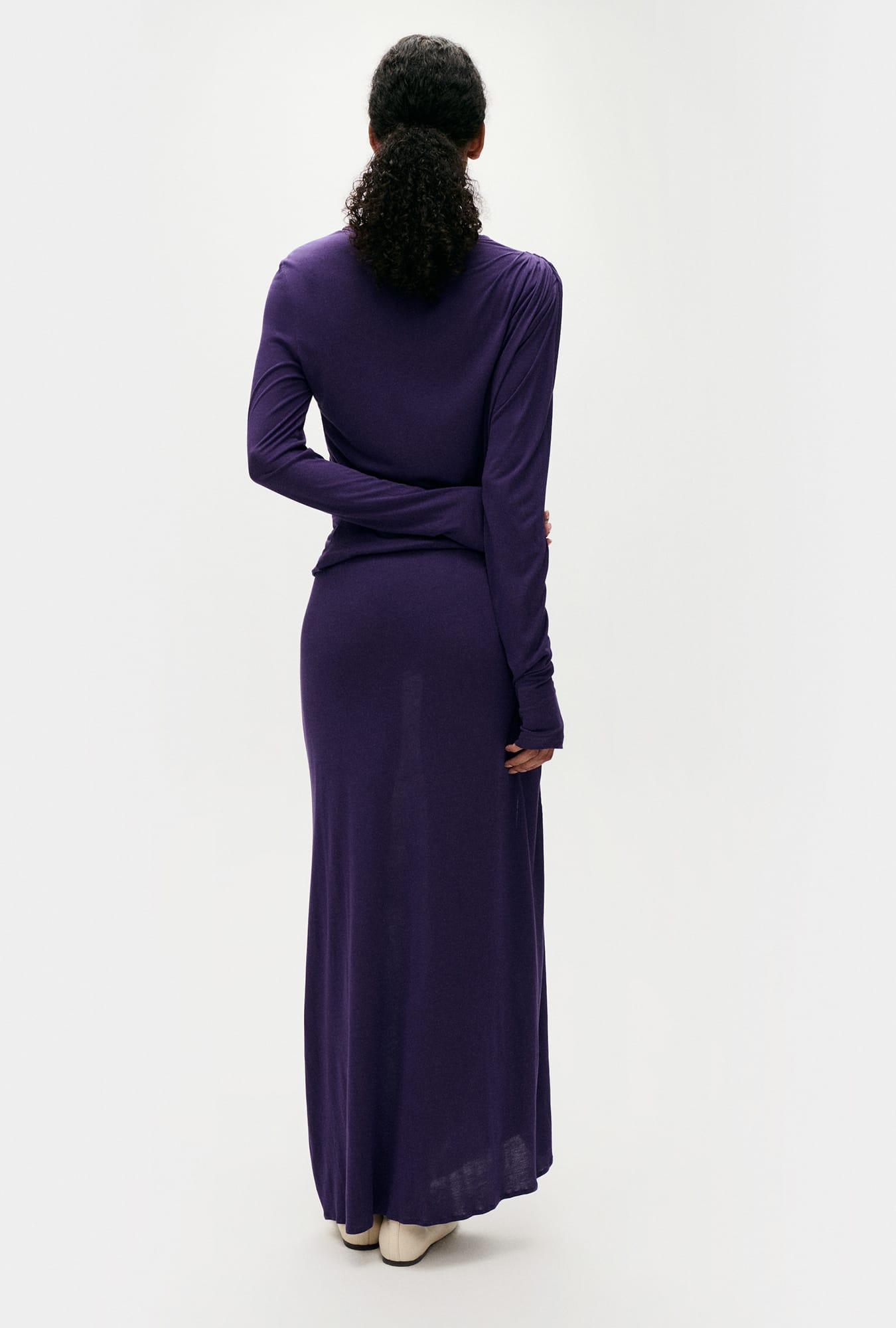 Jupe froncée en jersey modal, coloris prune