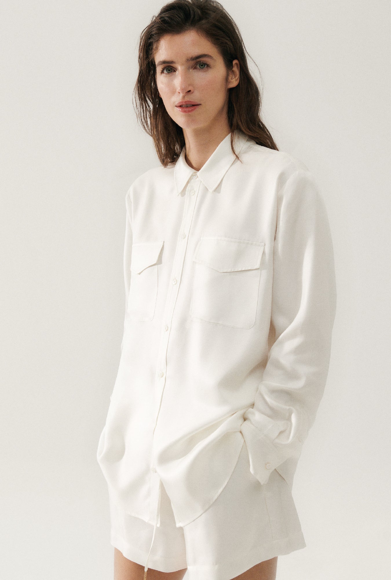 Chemise ample en sergé - Blanc