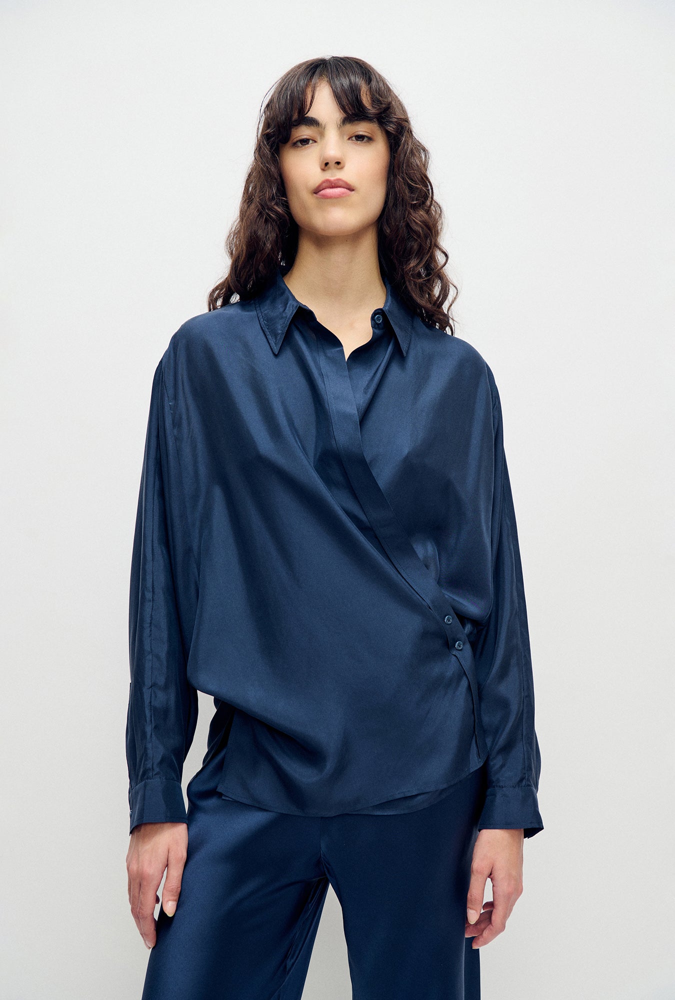 Habotai Crossover Shirt Midnight