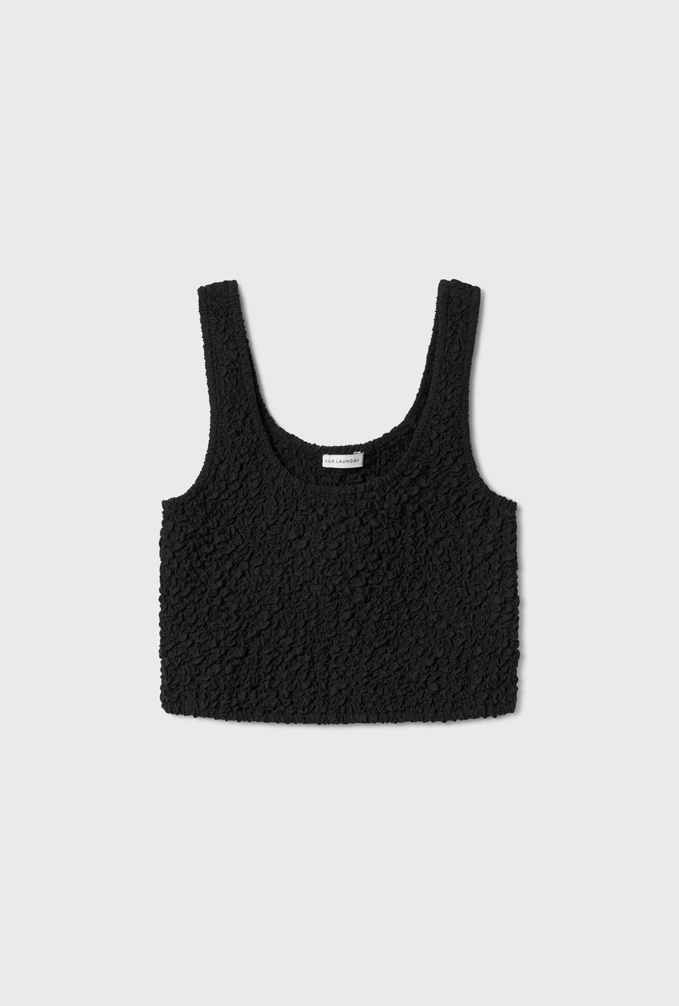 Popcorn Cropped Cami Black