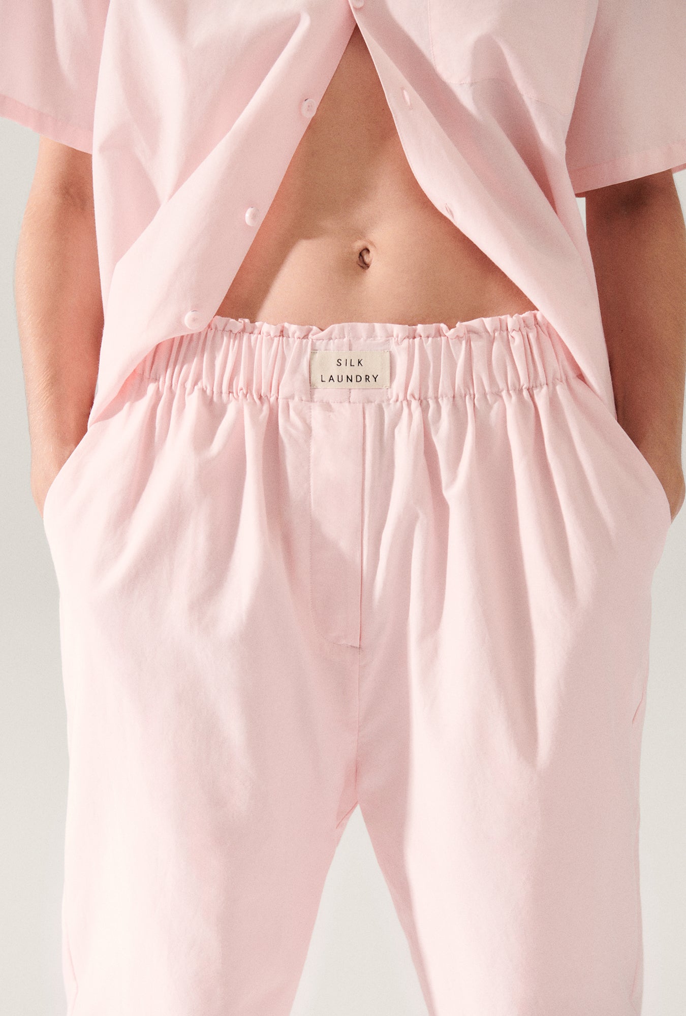 Pantalon en coton et soie à taille élastique Hydrogen