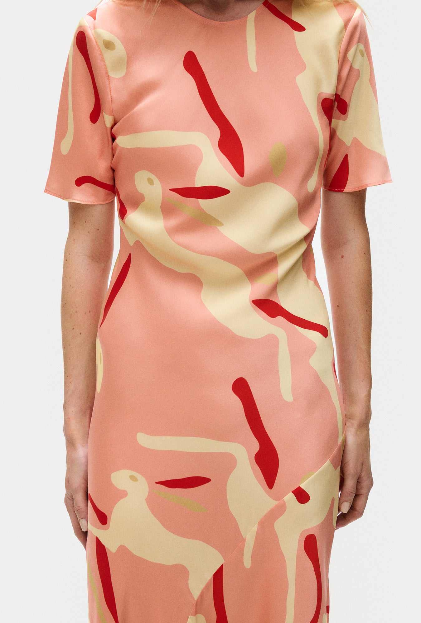 Short Sleeve Bias Dress Rabbit Amaranth
