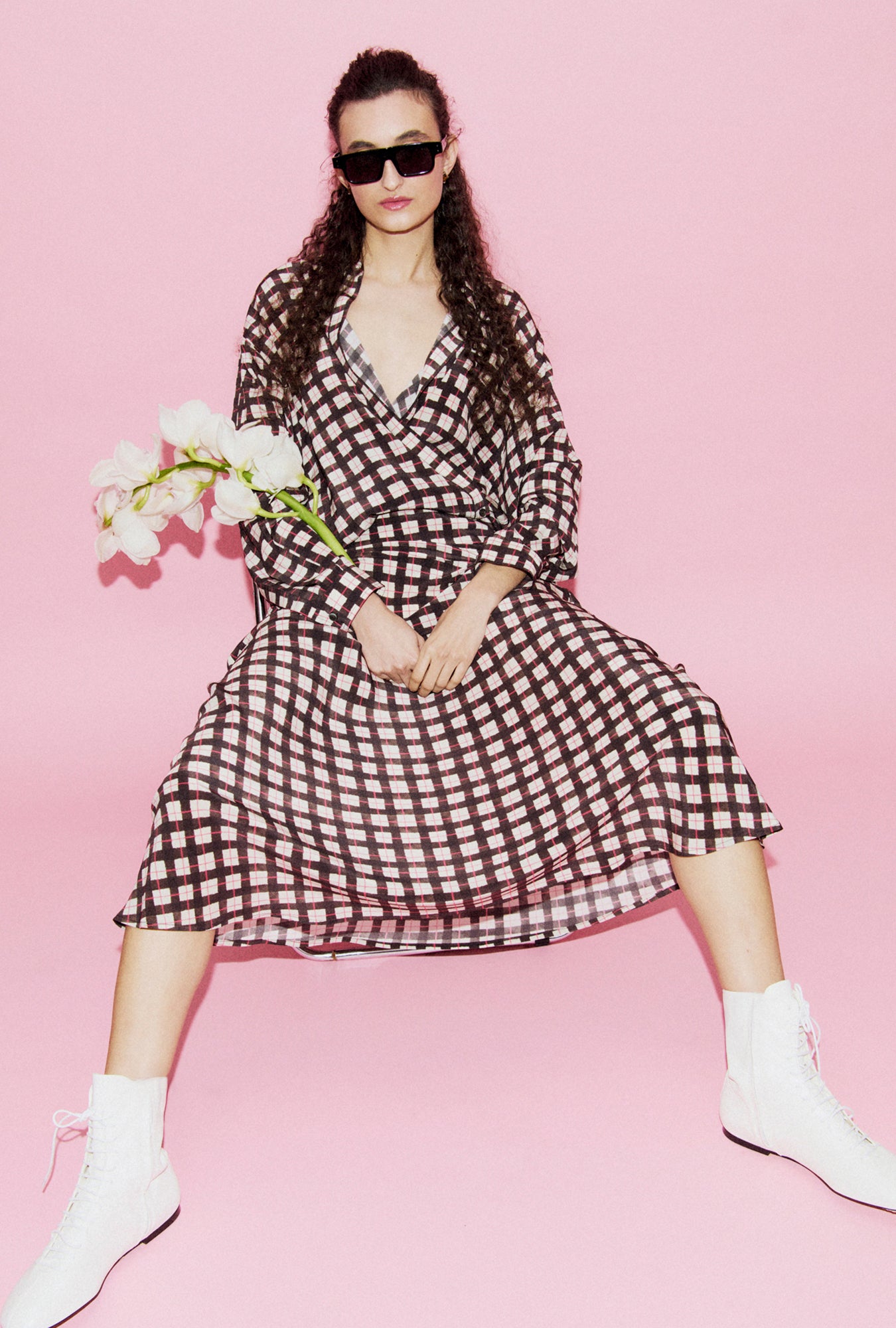 CDC Long Bias Cut Skirt Luna Gingham