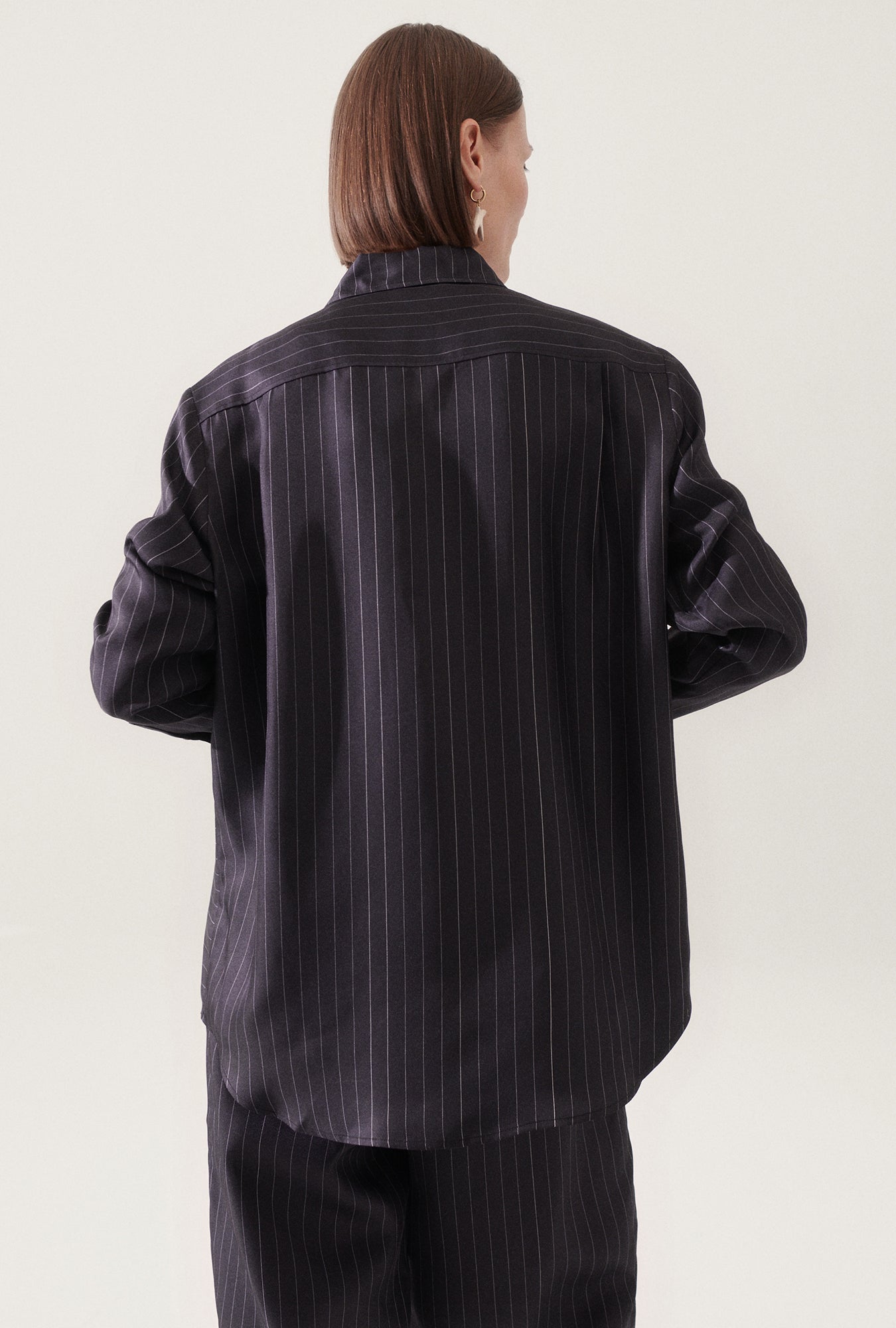 Chemise Boyfriend en Sergé Rayée Noir / Blanc