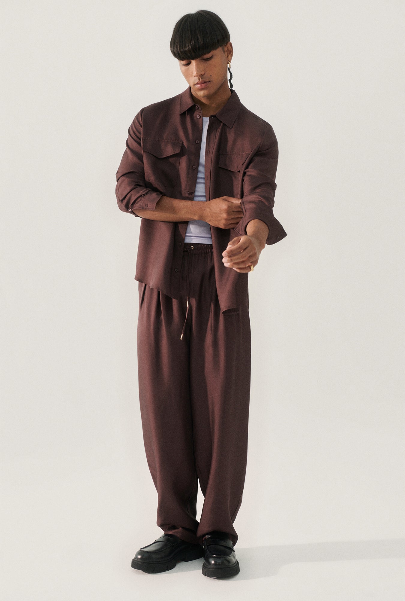Twill Boyfriend Shirt Cacao
