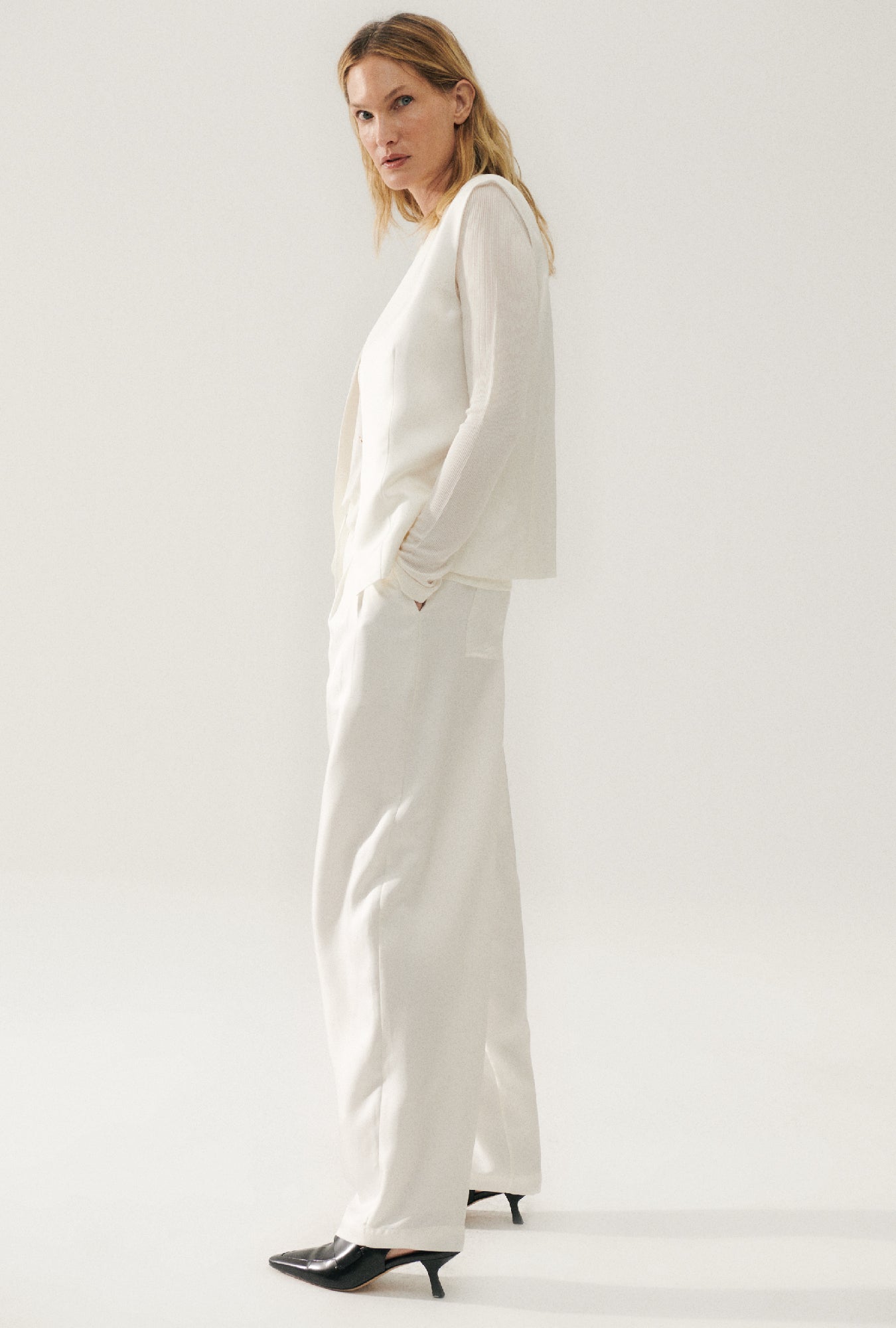 Gilet souple en sergé blanc