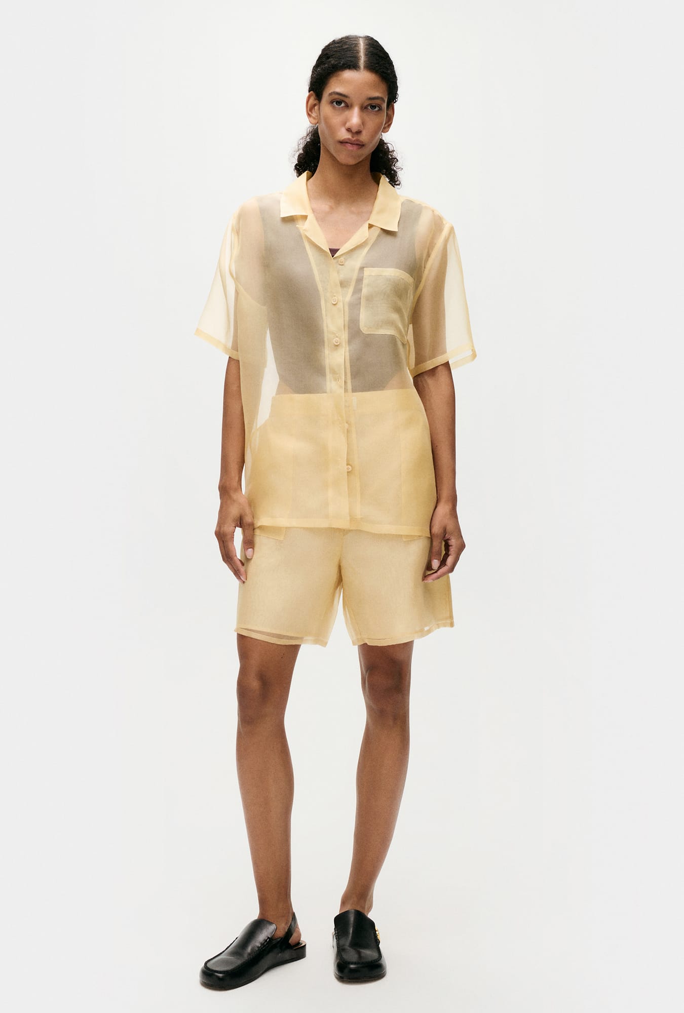 Short en organza beige