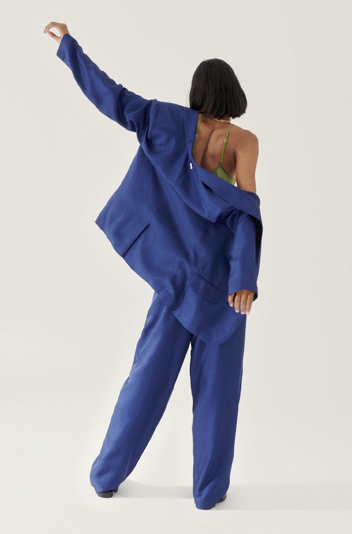 Pantalon souple en sergé bleu Karner