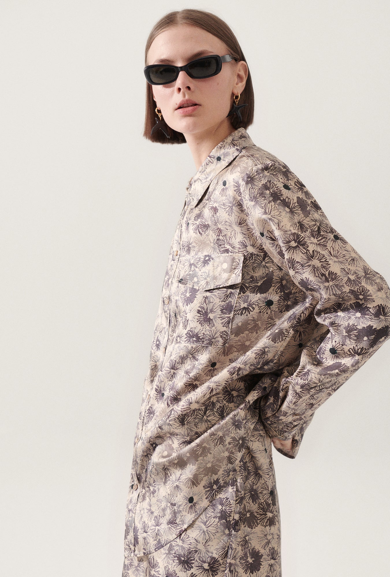 Twill Boyfriend Shirt Aster Floral