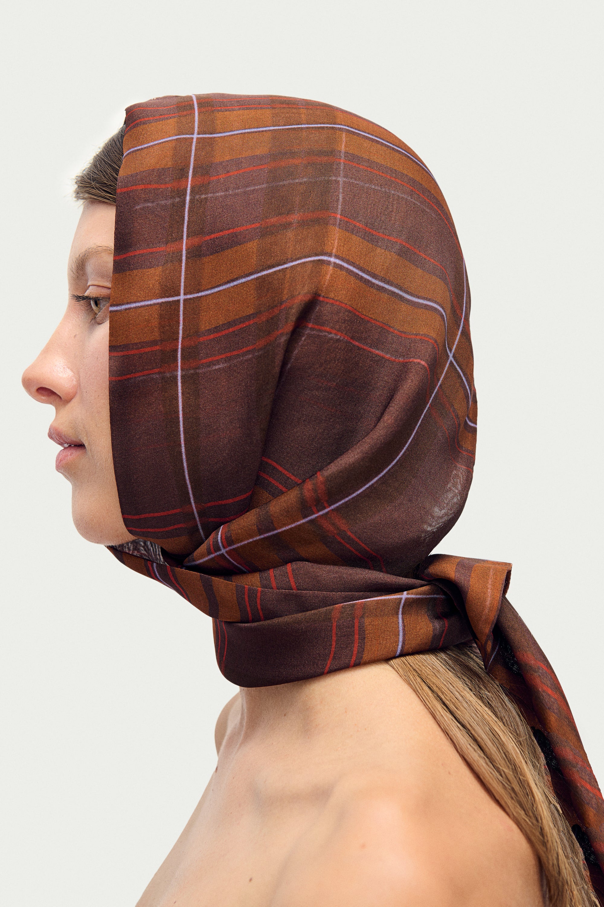 Foulard Hollywood en Mousseline à Carreaux Racine
