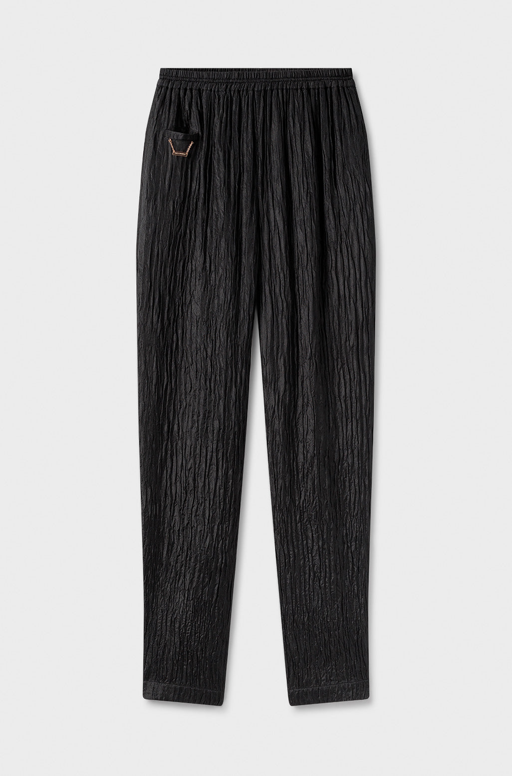 Pantalon incurvé froissé noir