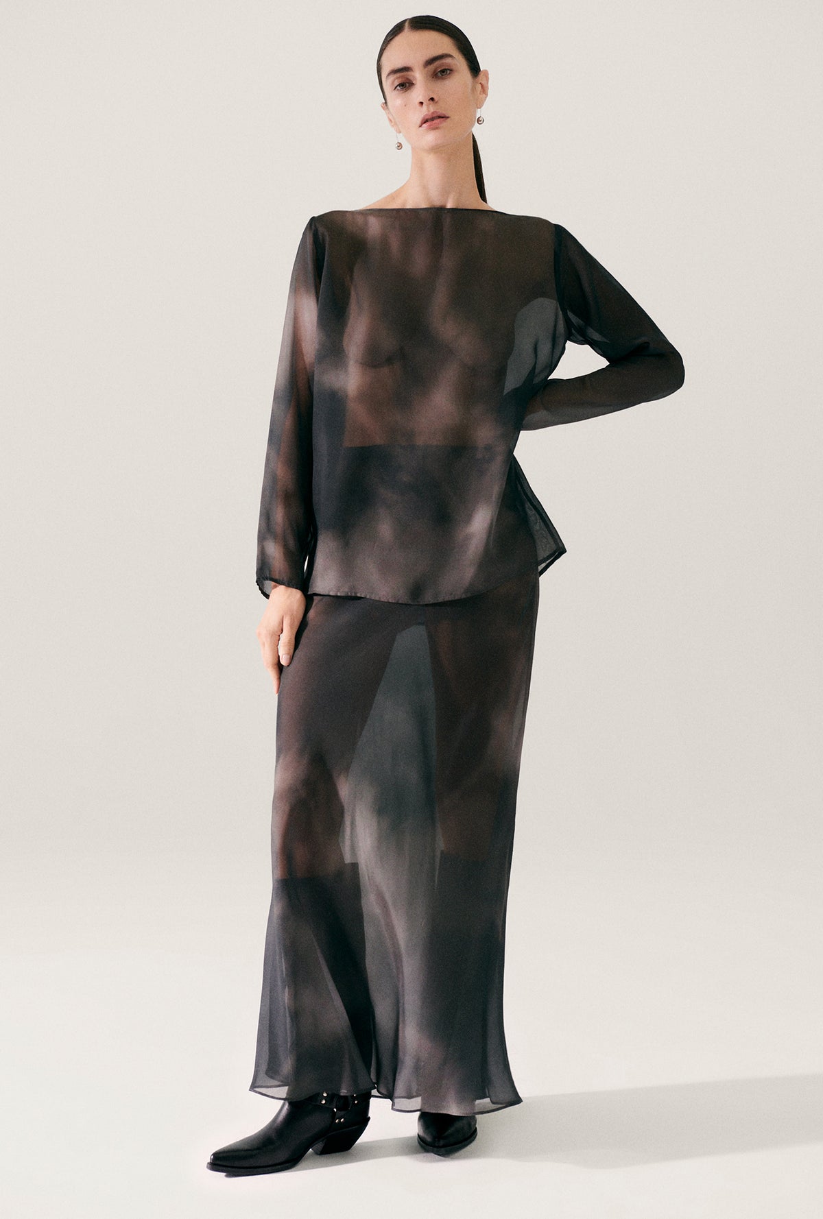 CHIFFON AUDREY TOP SMOKE 