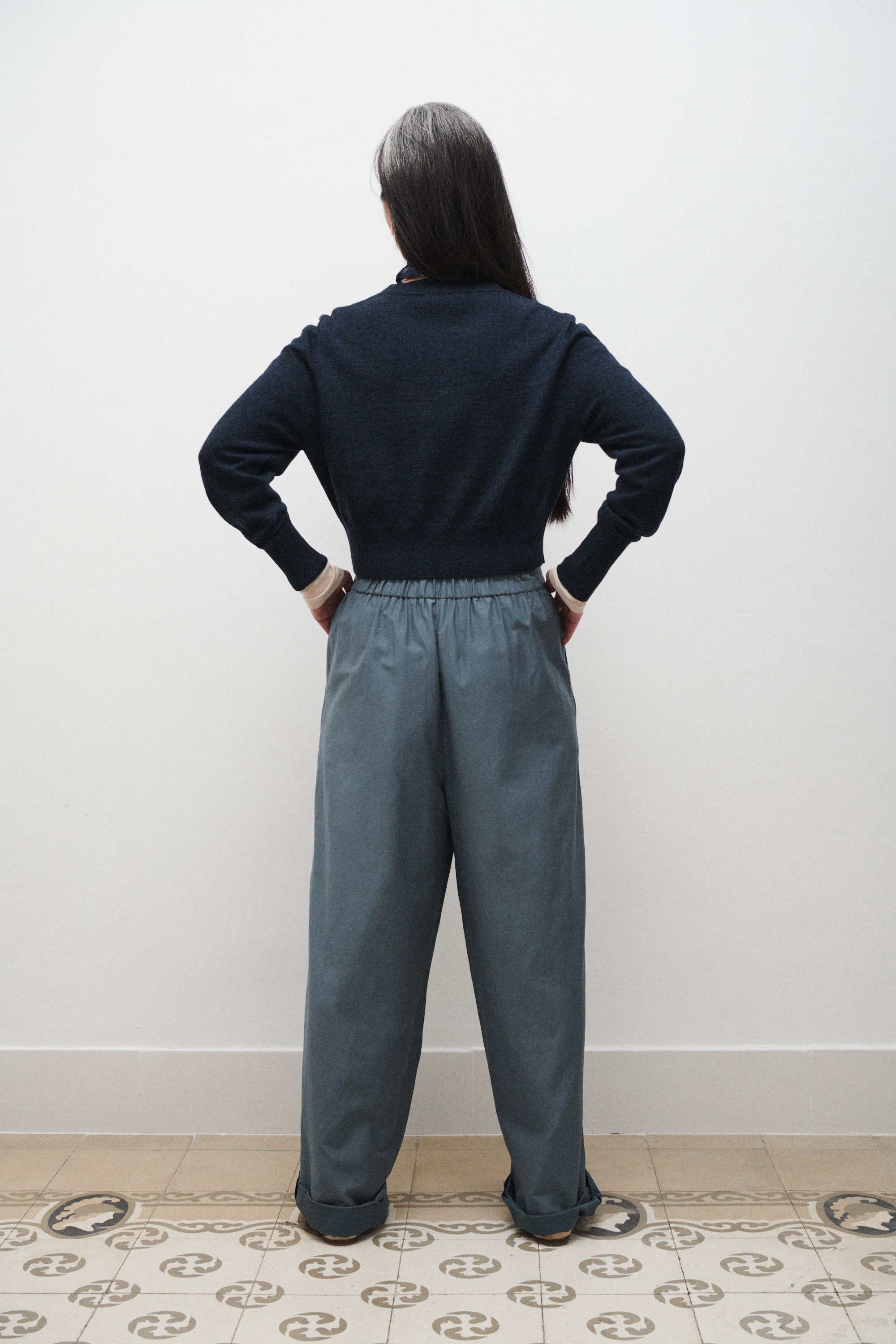 Pantalon en coton et soie Paper Bag Ardoise