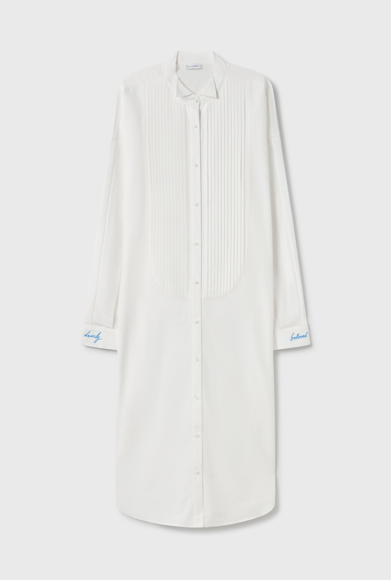 Round Tux Shirt Dress White