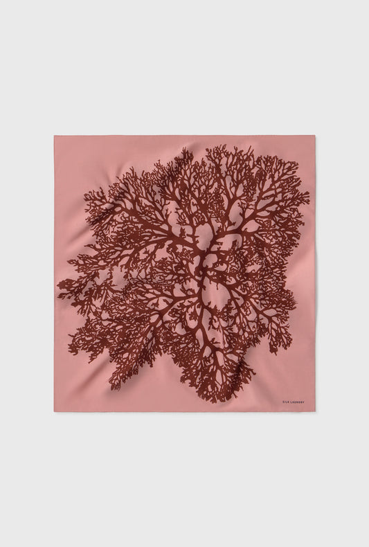 Écharpe en coton et soie motif corail pressé