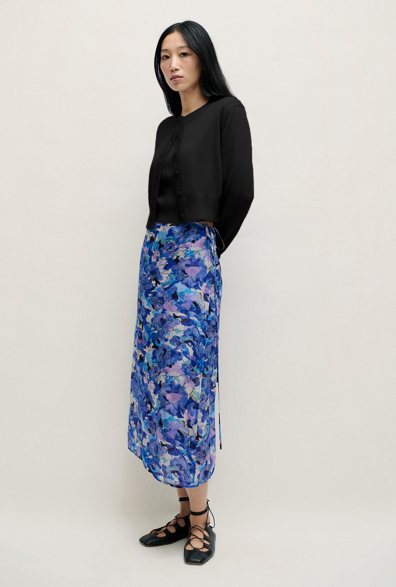 Cardigan court en laine noir