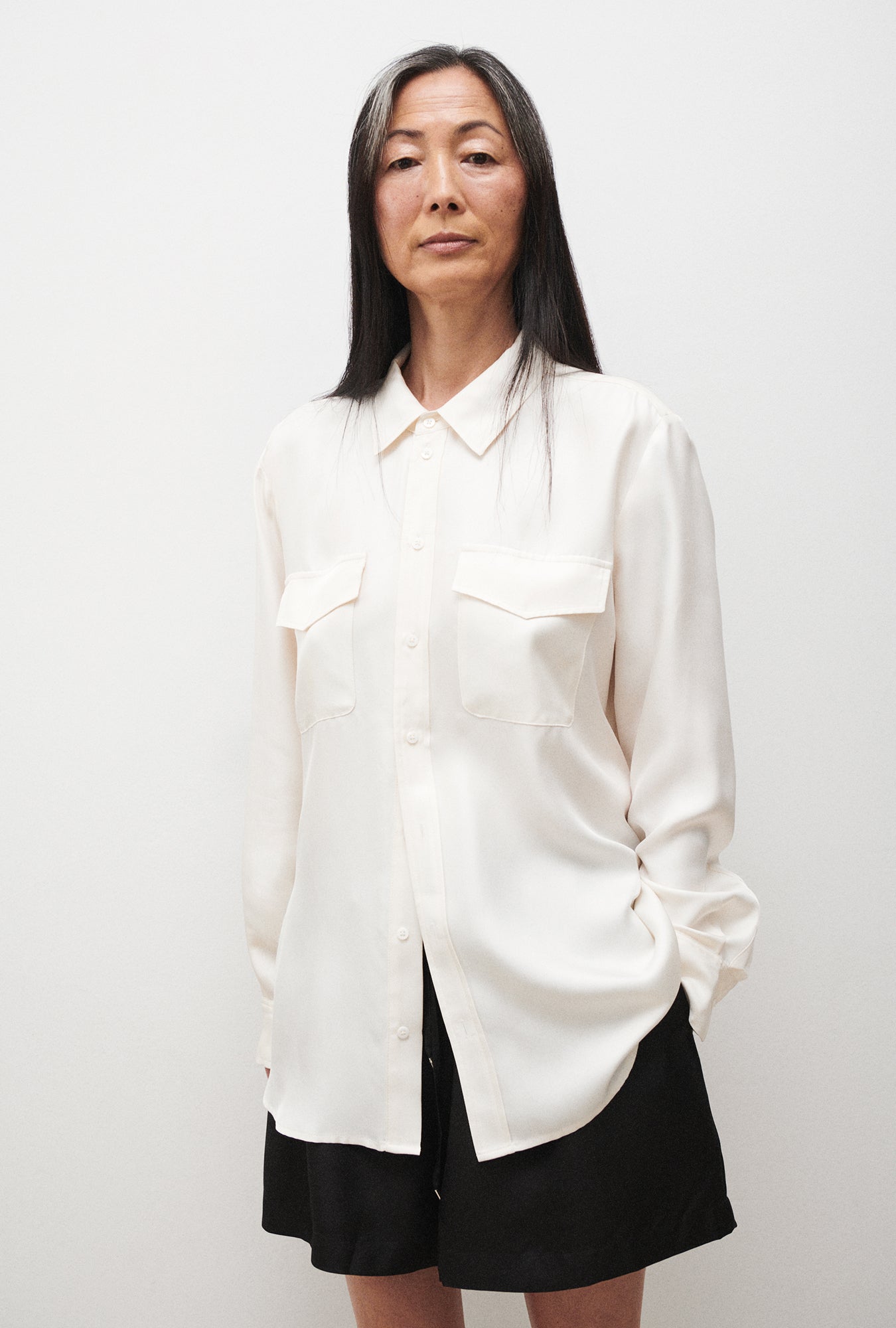 Chemise ample en sergé - Blanc