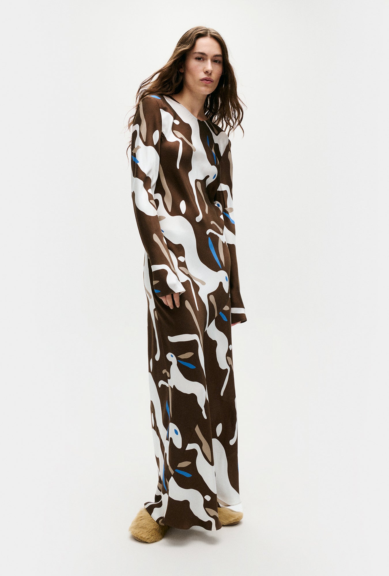 Full Sleeve Bias Dress Rabbit Dark Earth