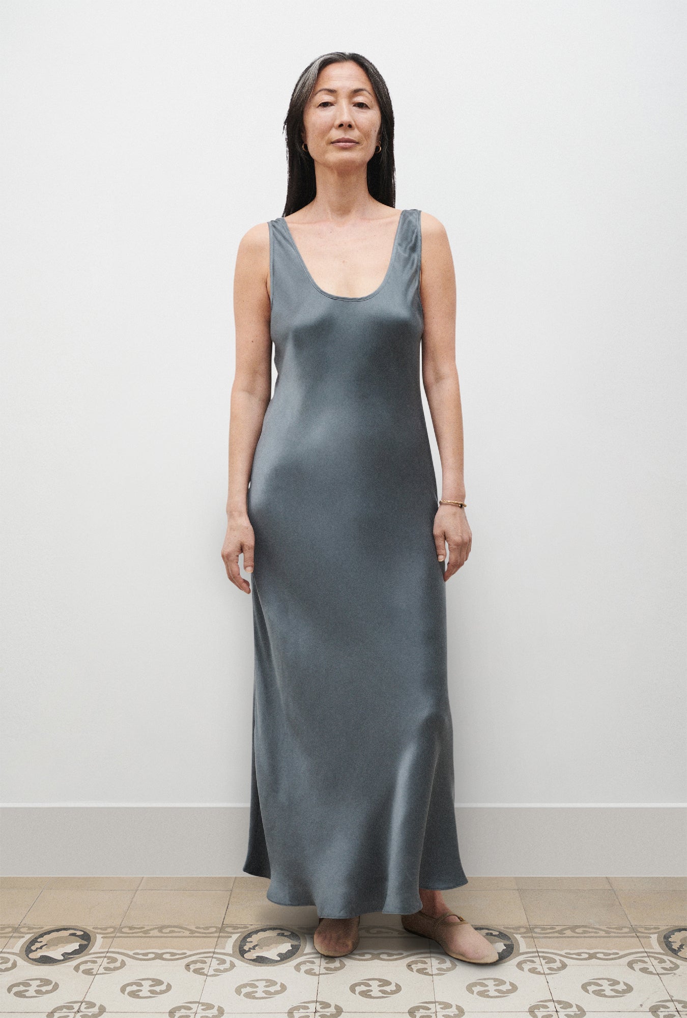Robe en jersey col rond ardoise