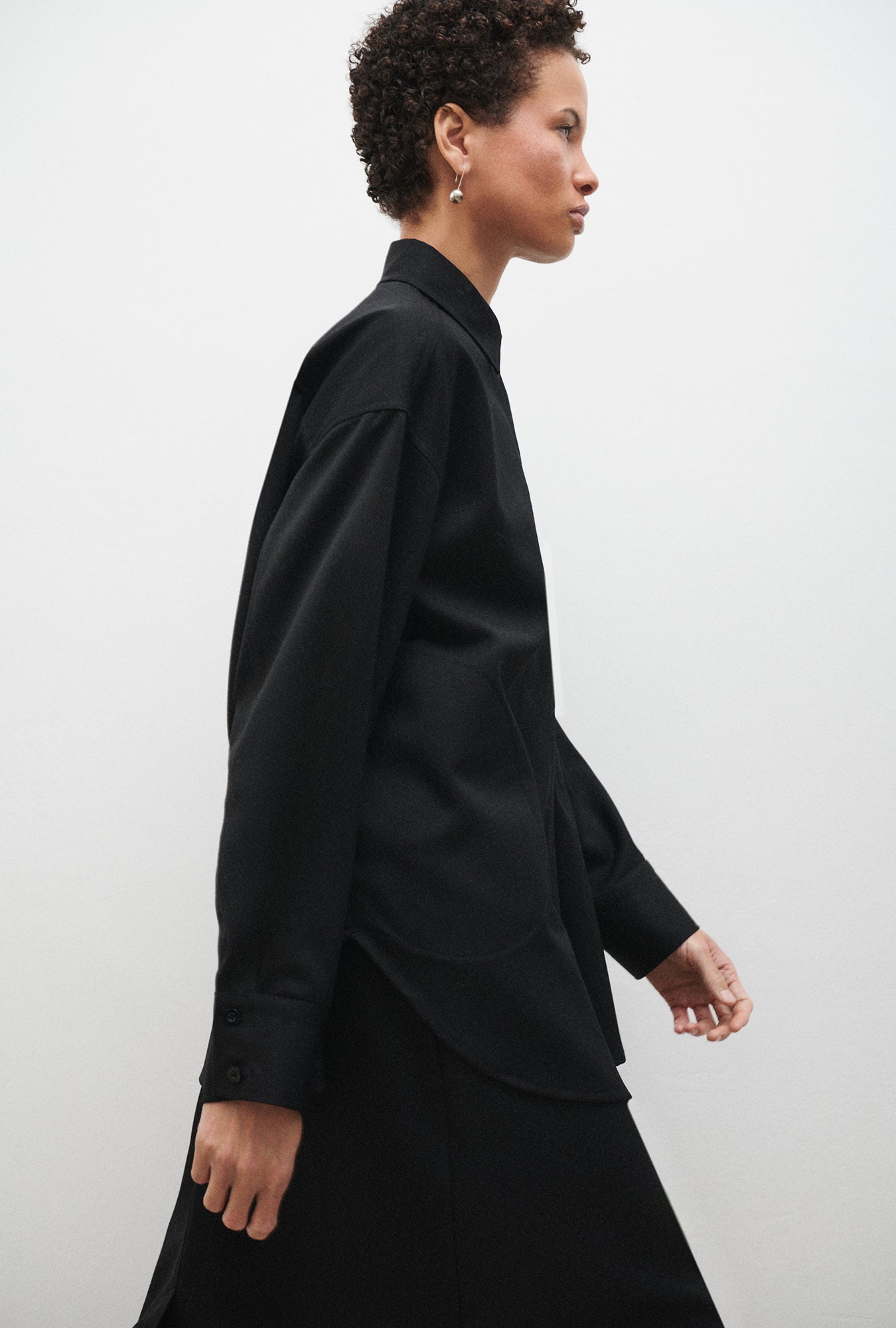 Jupe portefeuille en laine noire
