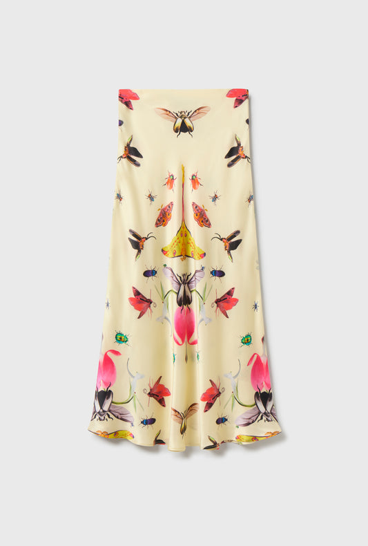 Long Bias Cut Skirt Insects