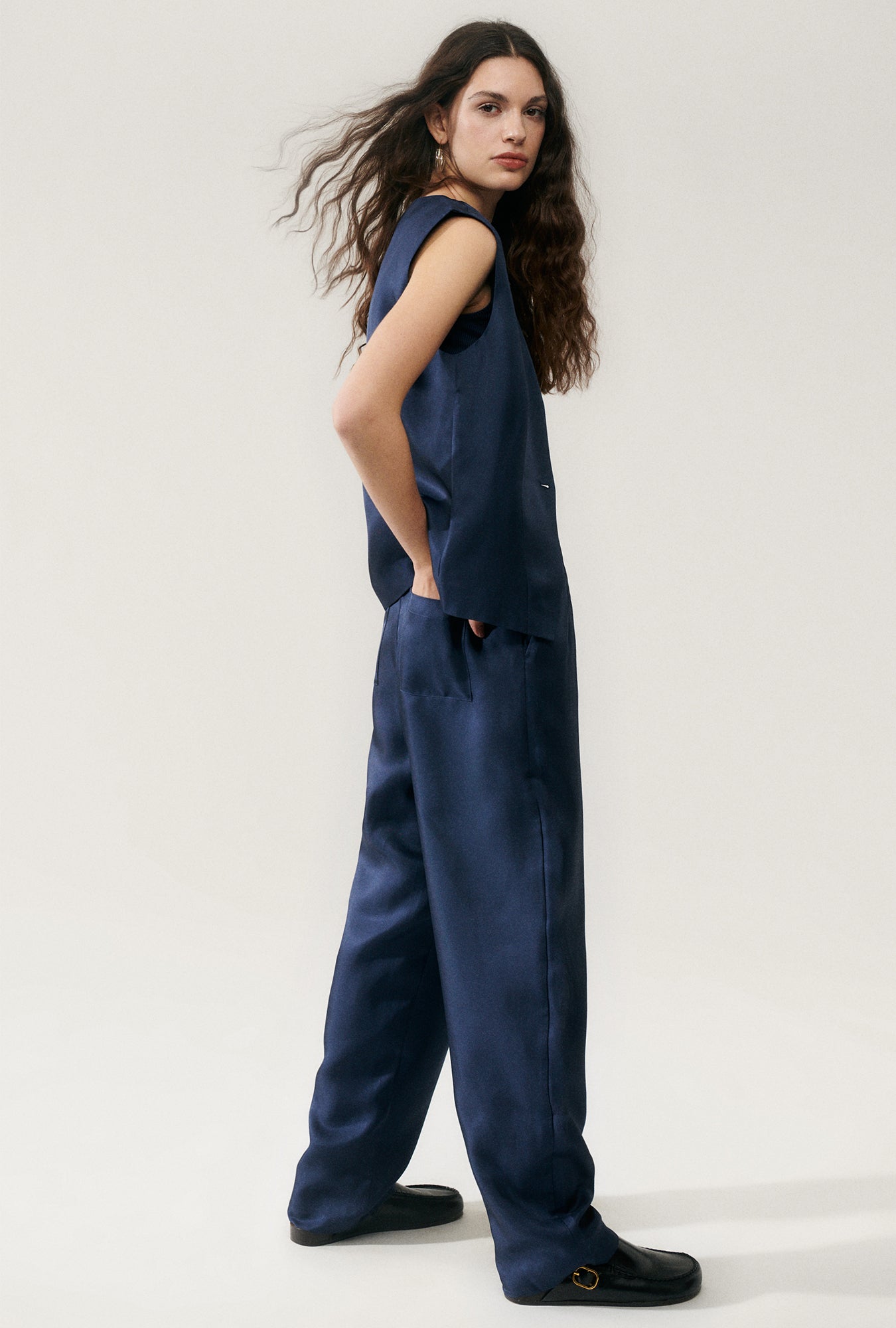 Gilet ample en sergé Midnight