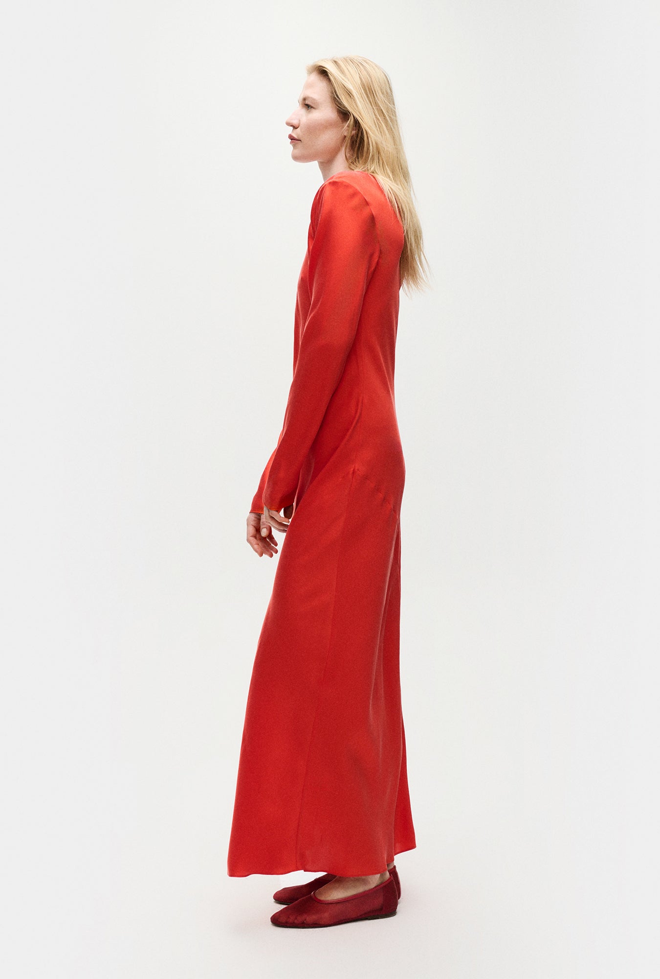 Robe biaisée manches longues Géranium