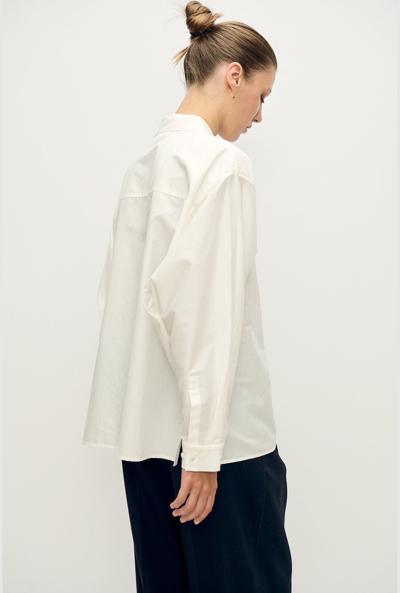 Cotton Silk Round Shirt White