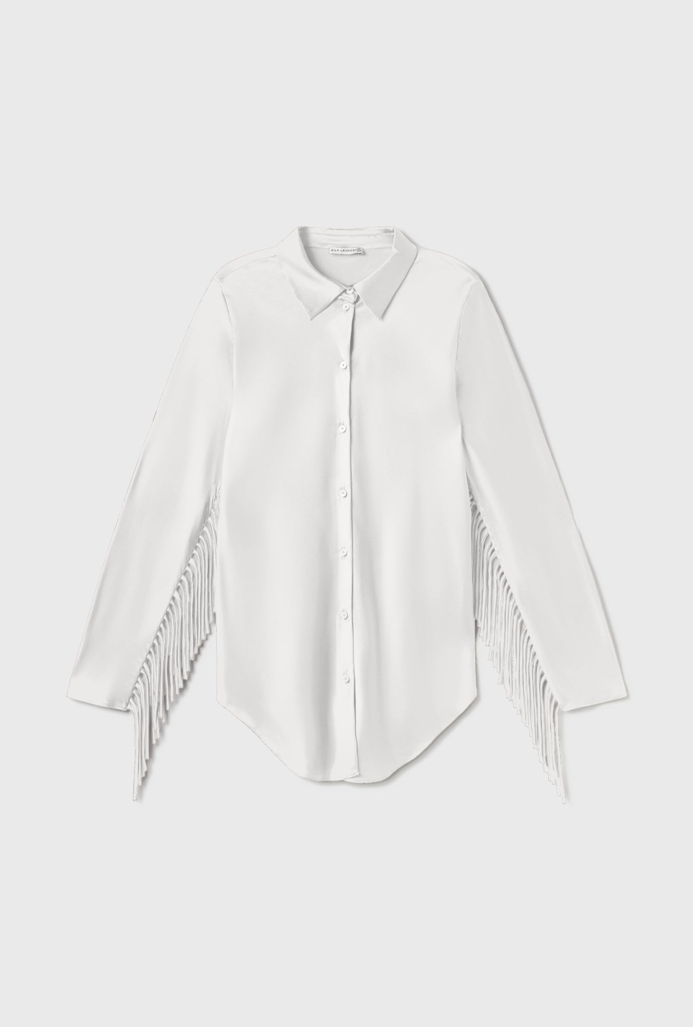 Fringe Bias Cut Shirt White