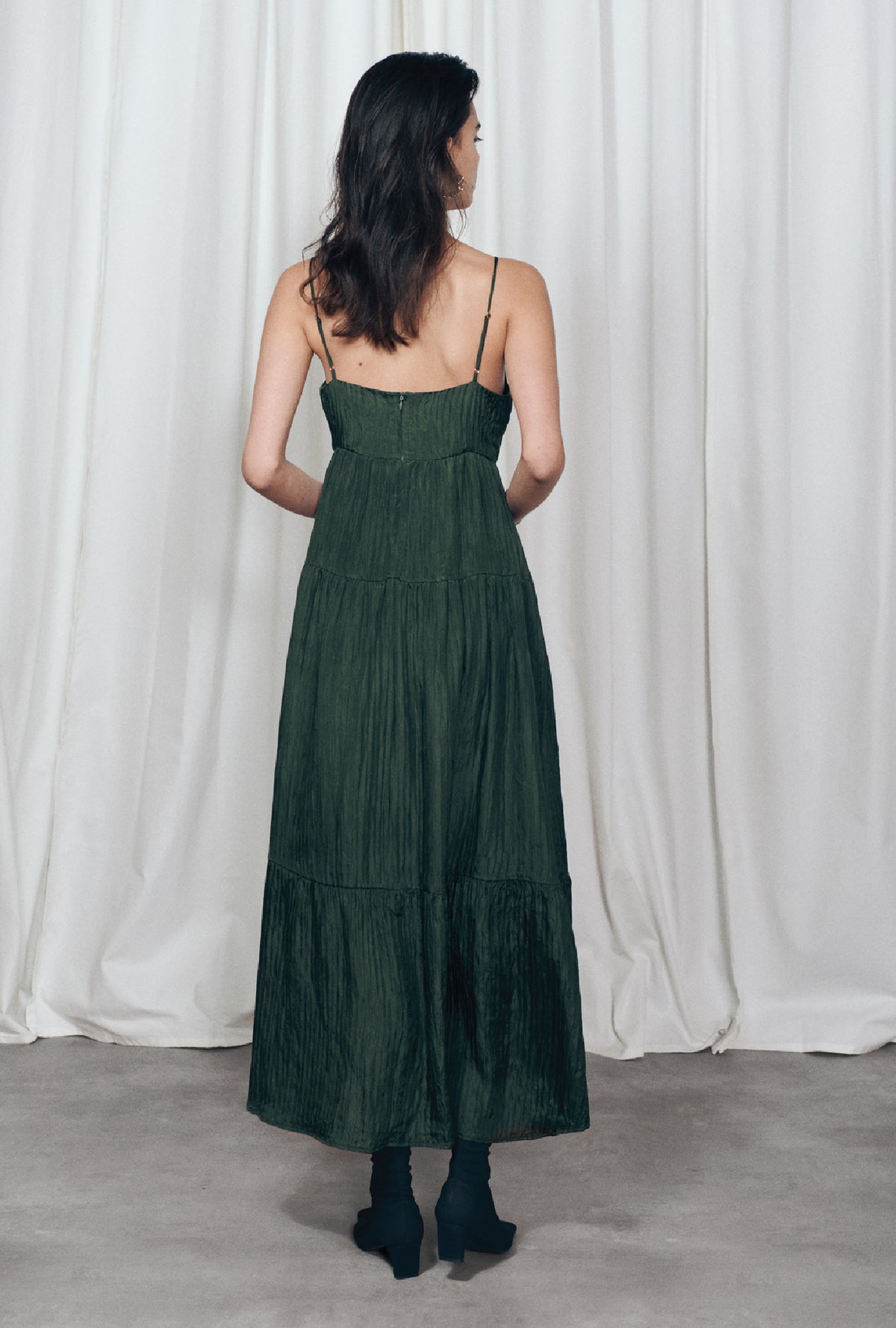 Robe évasée froissée cèdre