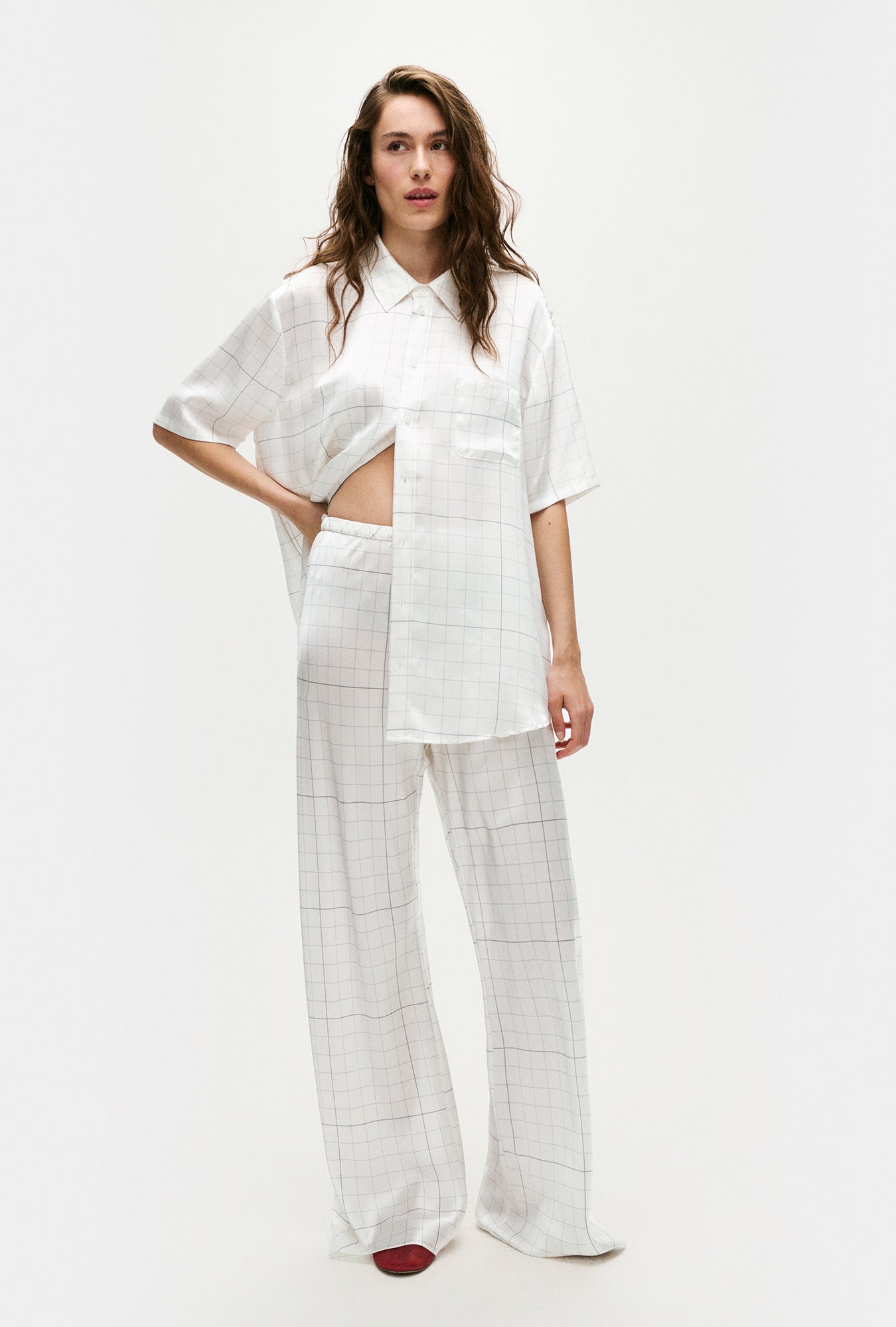 Bias Cut Pants Grid