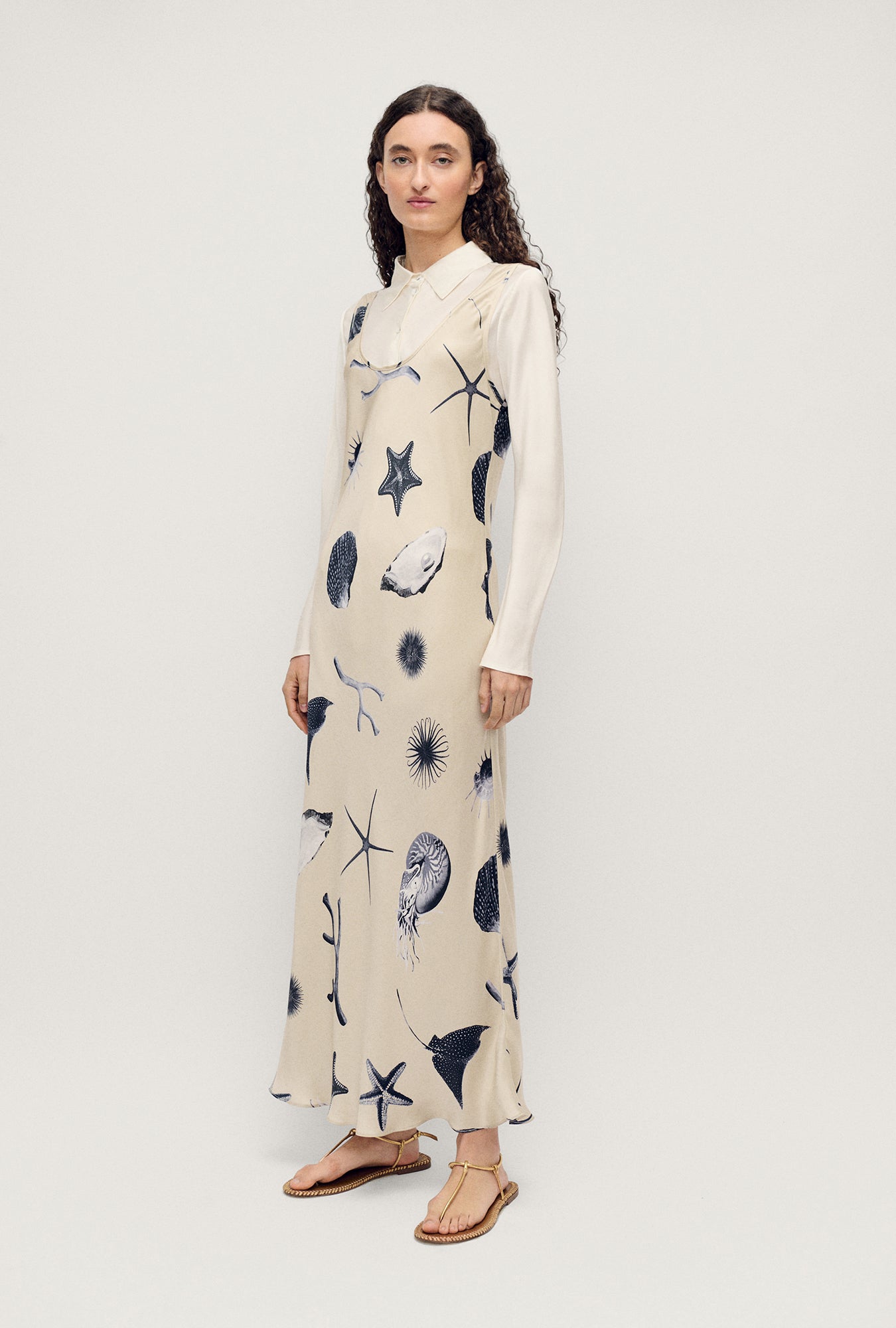 Robe en jersey col rond Coquillages