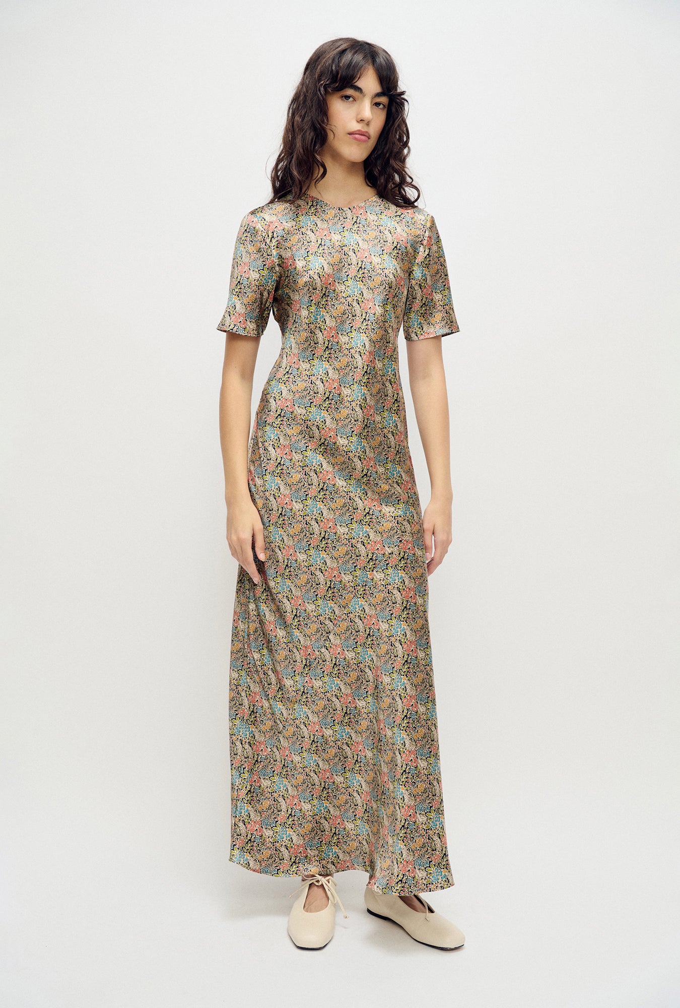 Robe biaisée à manches courtes - Imprimé fleuri Sugar
