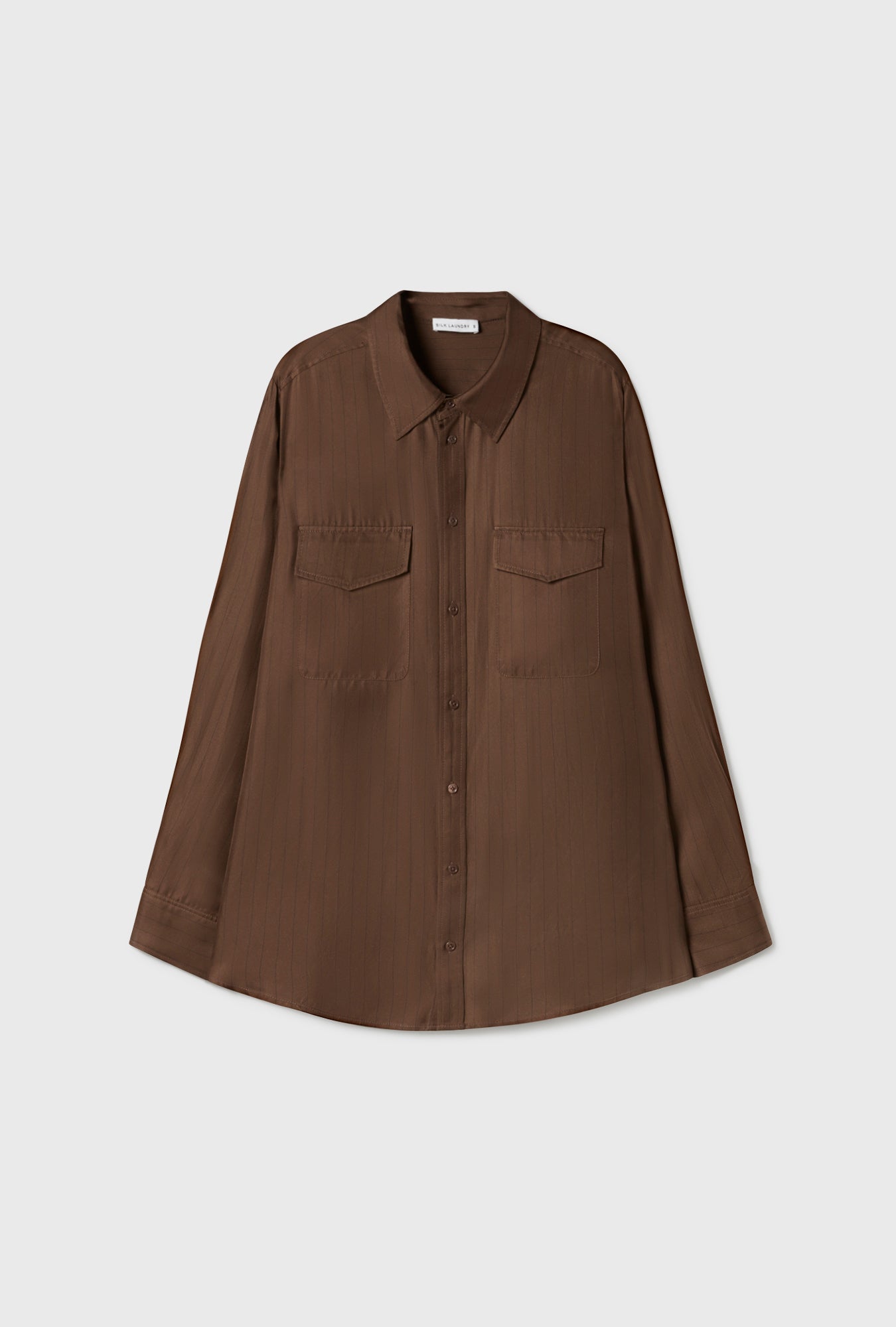 Chemise Boyfriend En Sergé À Rayures Fines Earth Foncée