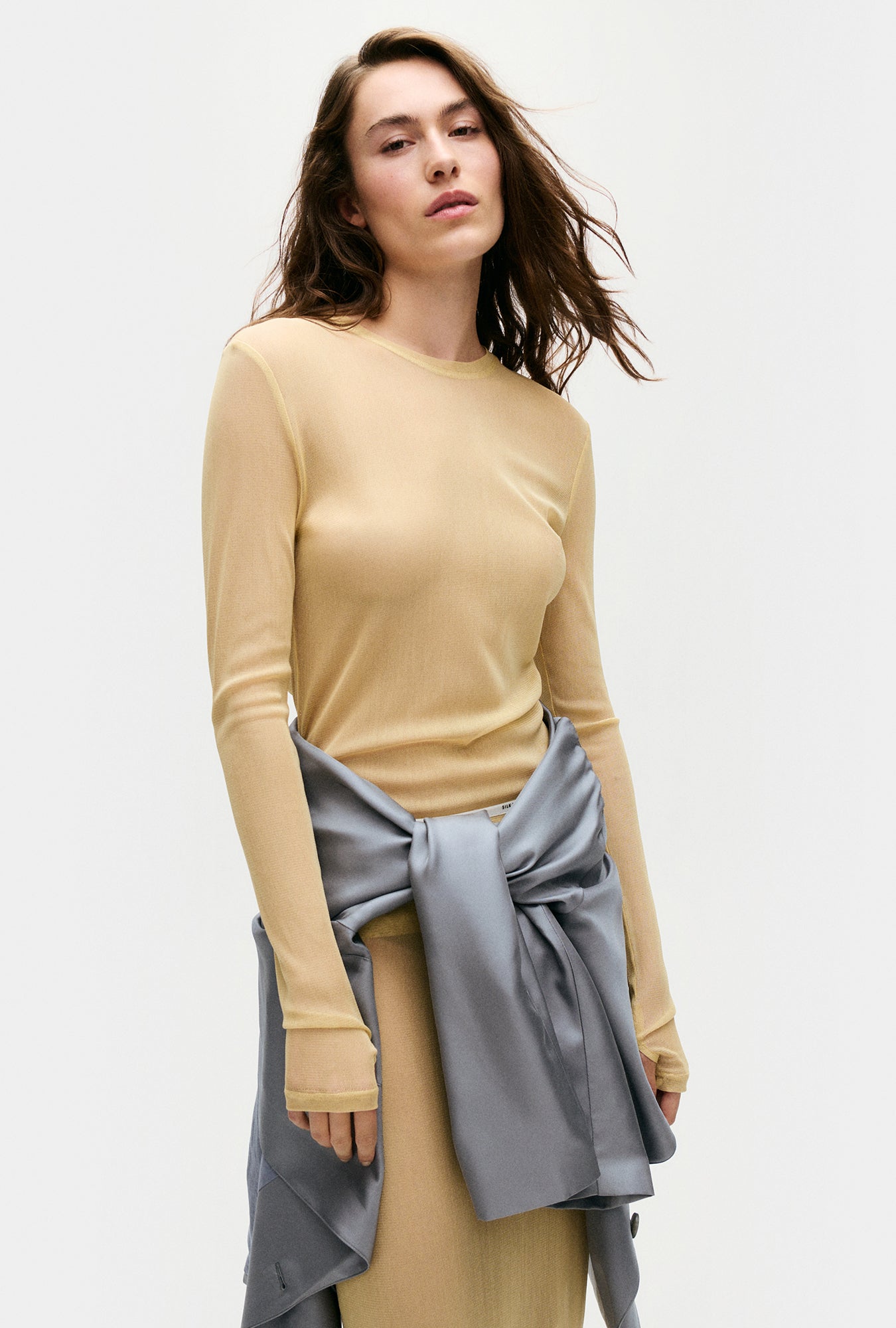 Mesh Long Sleeve Top Shell