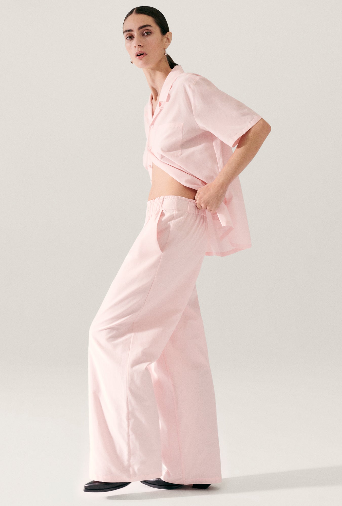 Pantalon en coton et soie à taille élastique Hydrogen