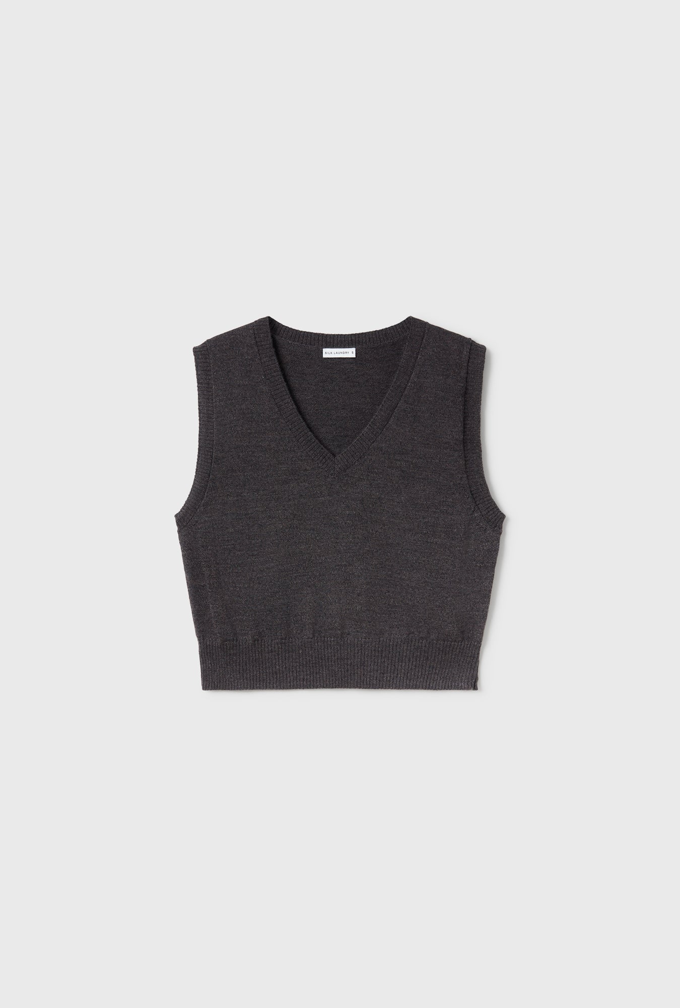Gilet sans manches col en V Gris Granit Chiné