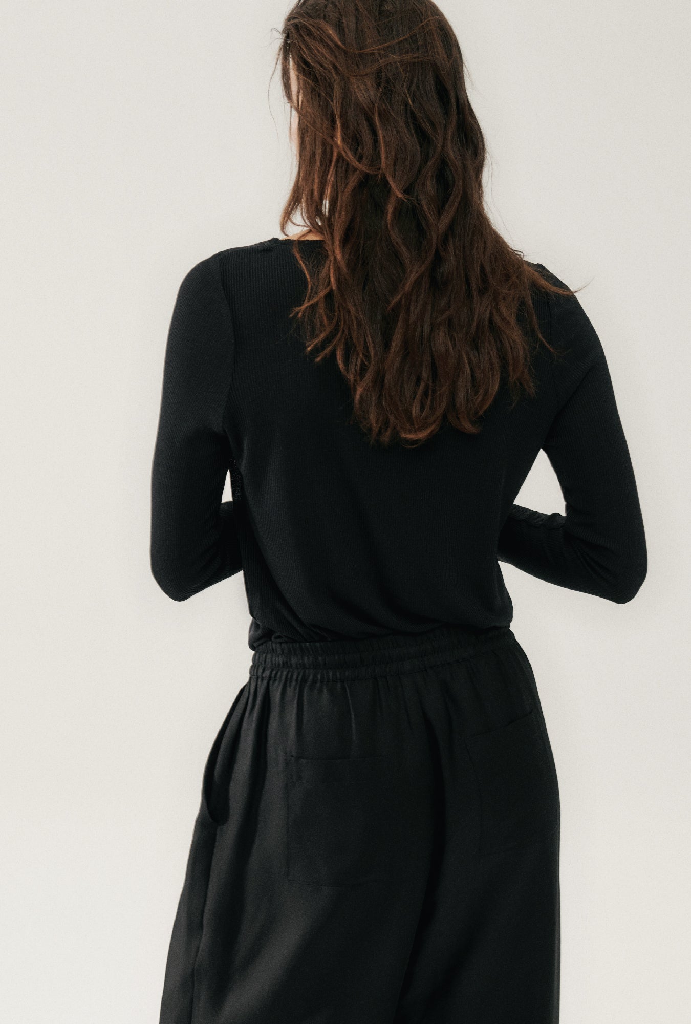 Ribbed Long Sleeve Top Black