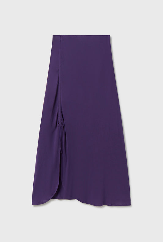 Jupe froncée en jersey modal, coloris prune