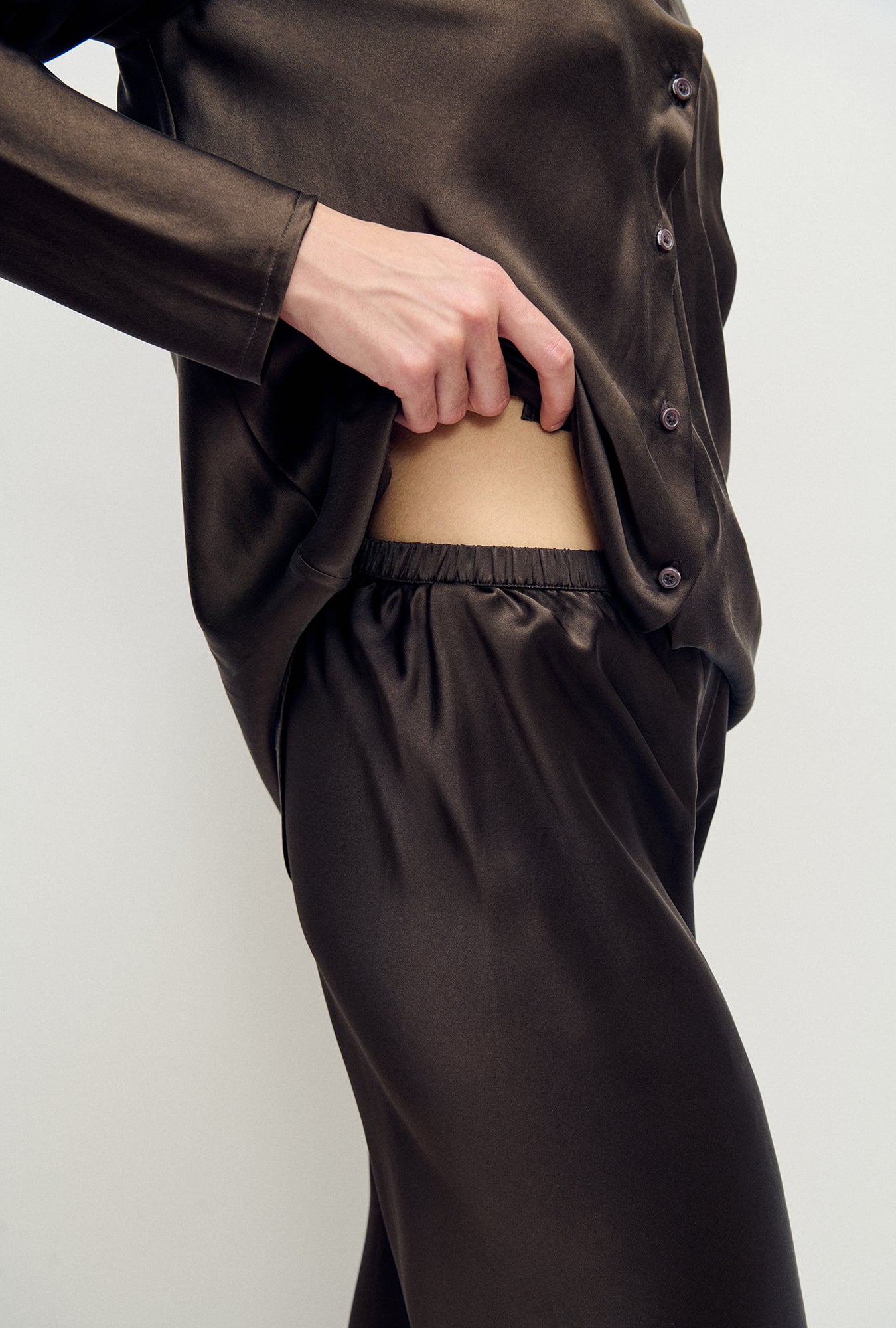 Pantalon coupé en biais vert menthe