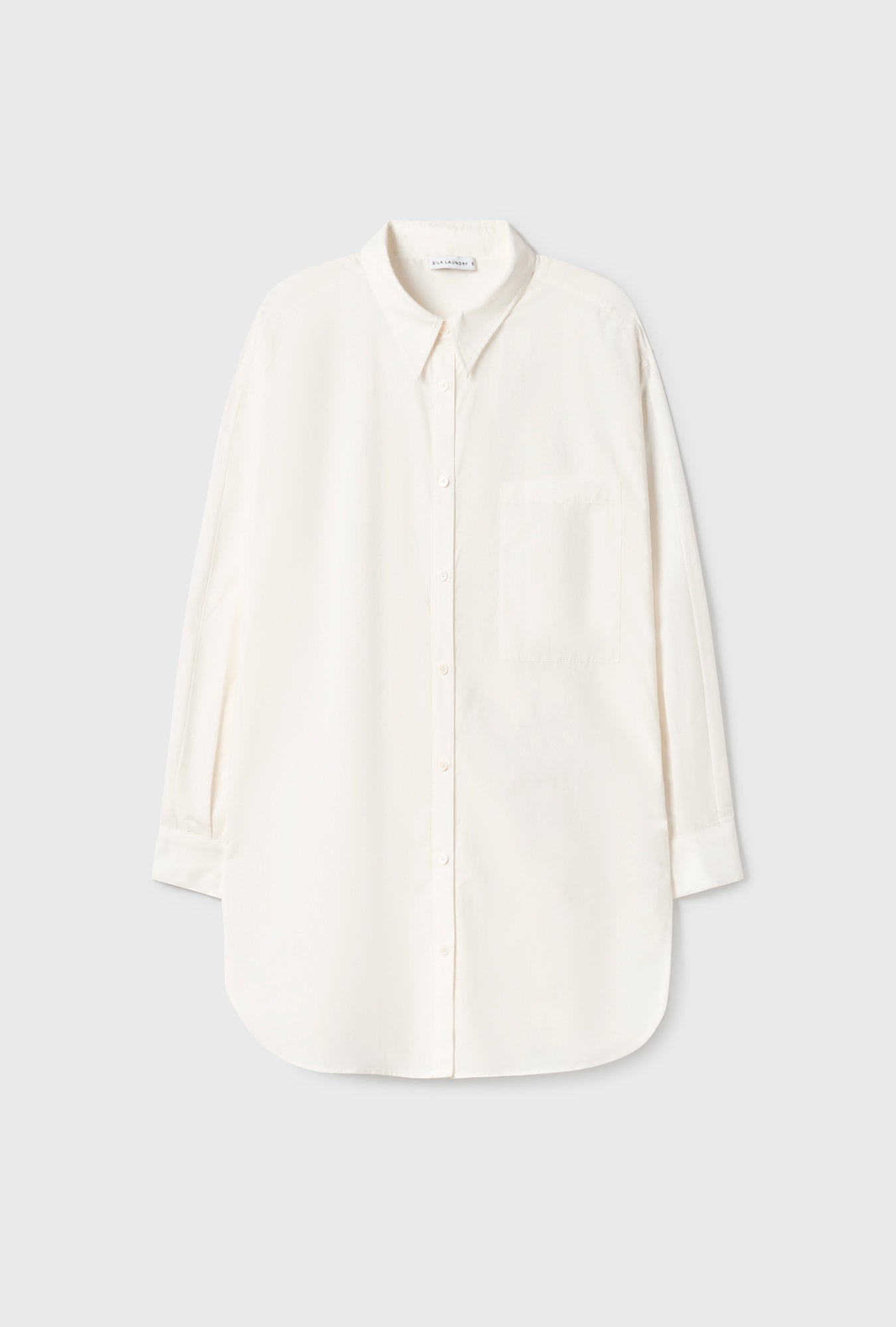 Cotton Silk Round Shirt White