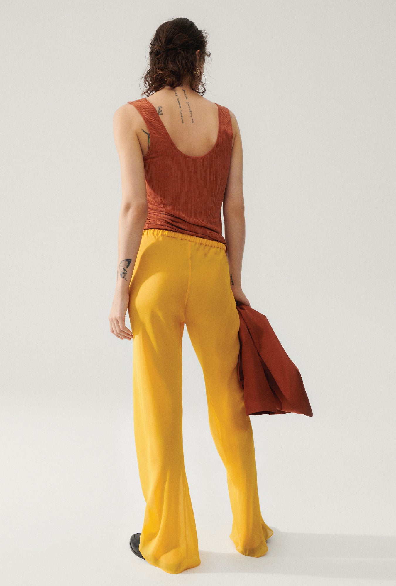 Chiffon Bias Cut Pants Goldfinch