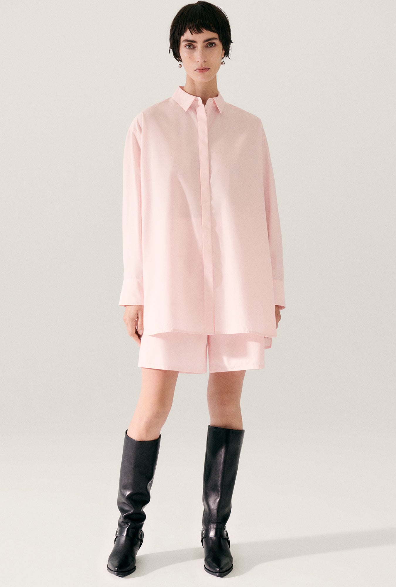 CHEMISE DE MATINÉE EN COTON ET SOIE HYDROGÈNE 