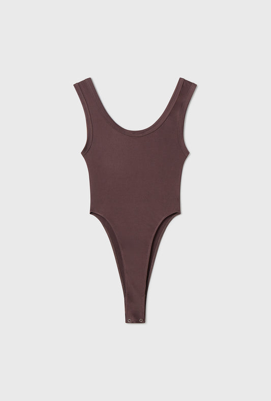 Body en jersey modal découpé Cacao