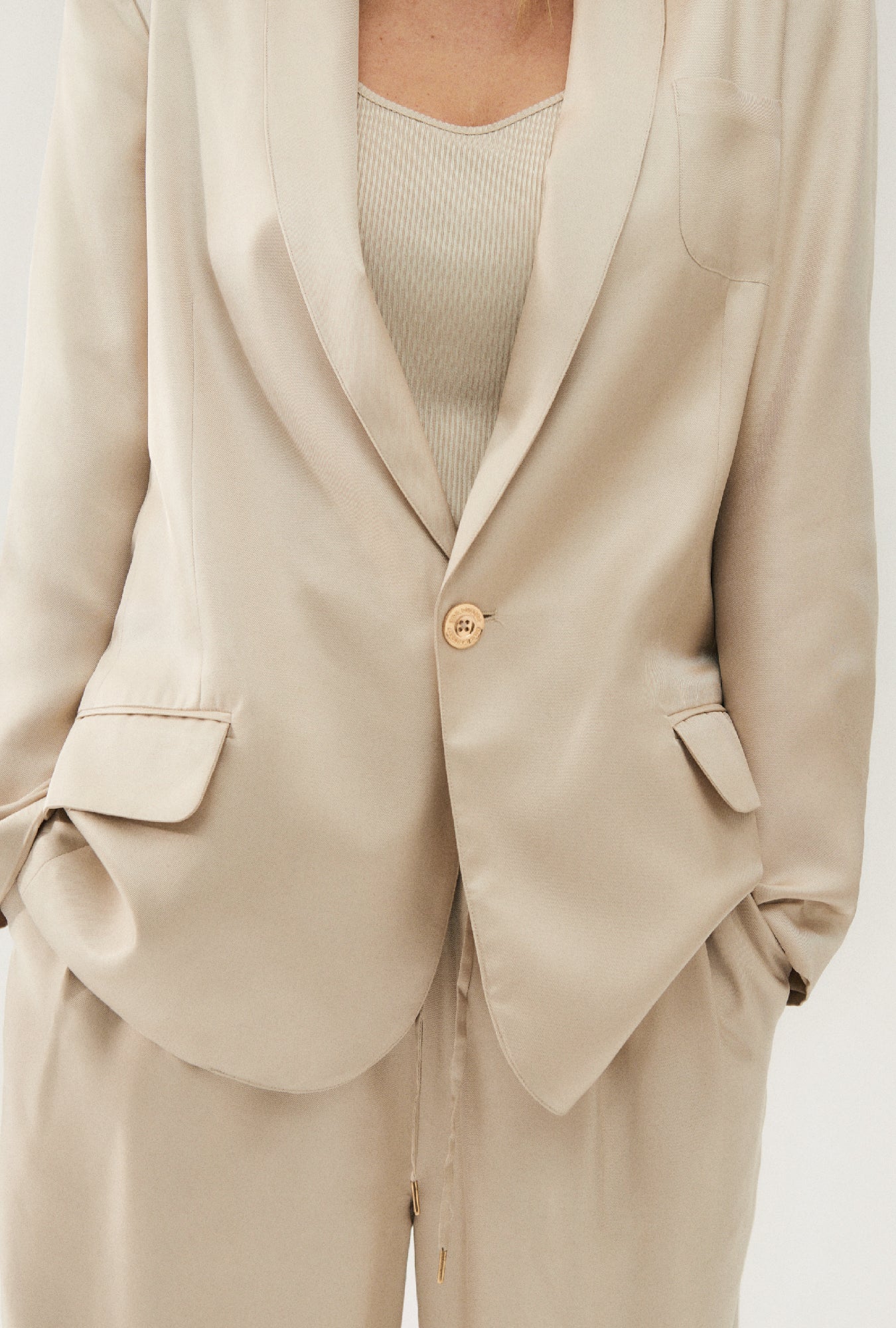 Veste Blazer Croisée Sergé Miami Noisette